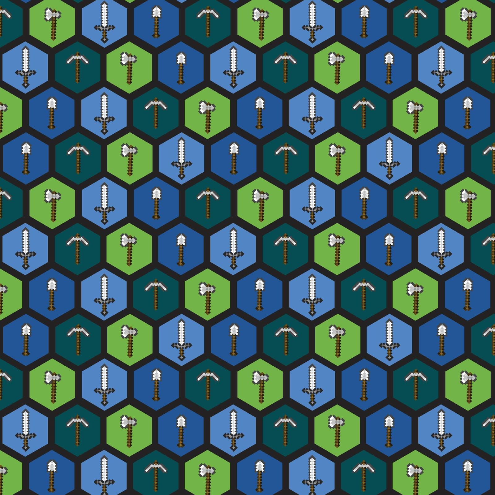 Mojang Multicolored Minecraft Tools Cotton Fabric