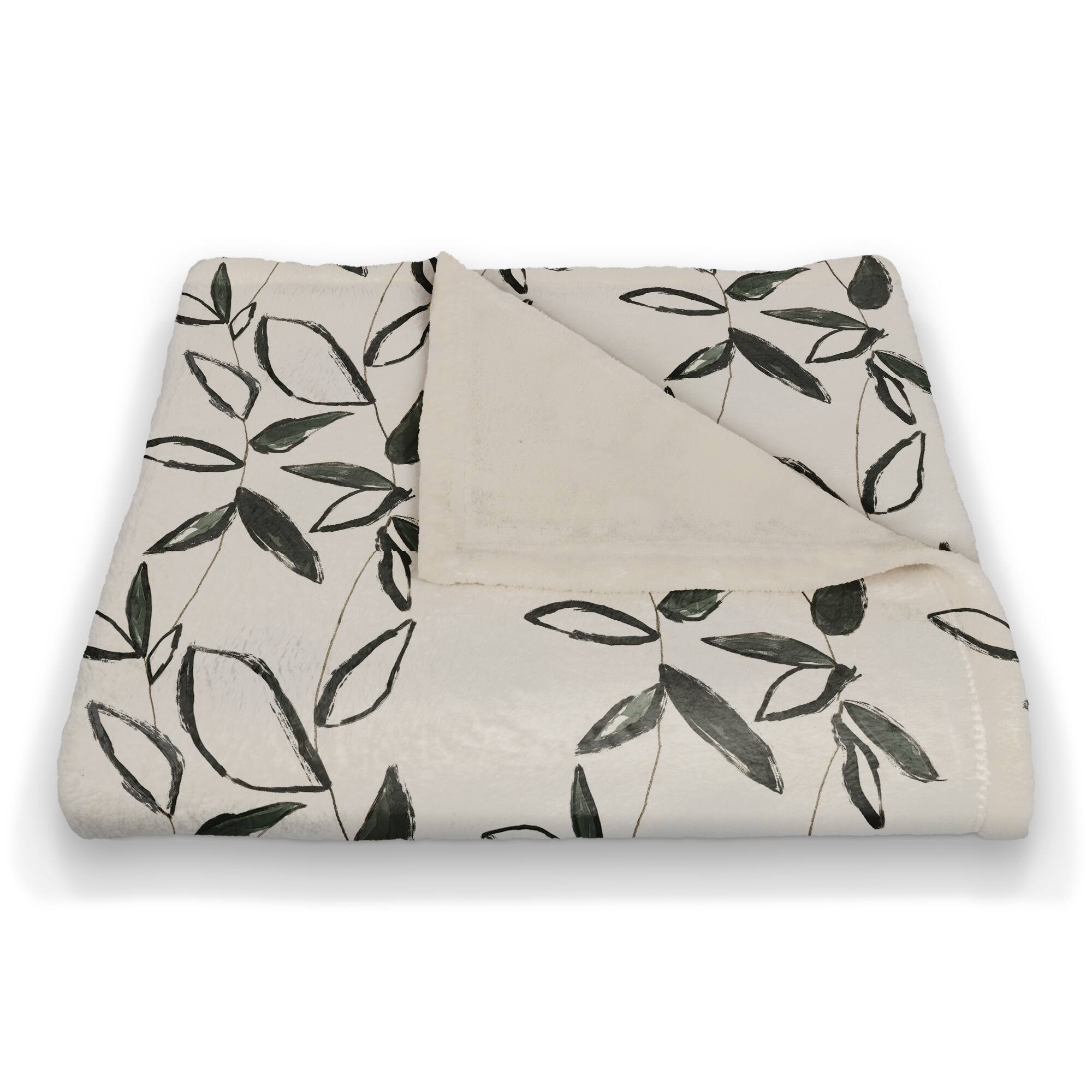 Black Leaf Stripes 50" x 60" Coral Fleece Blanket