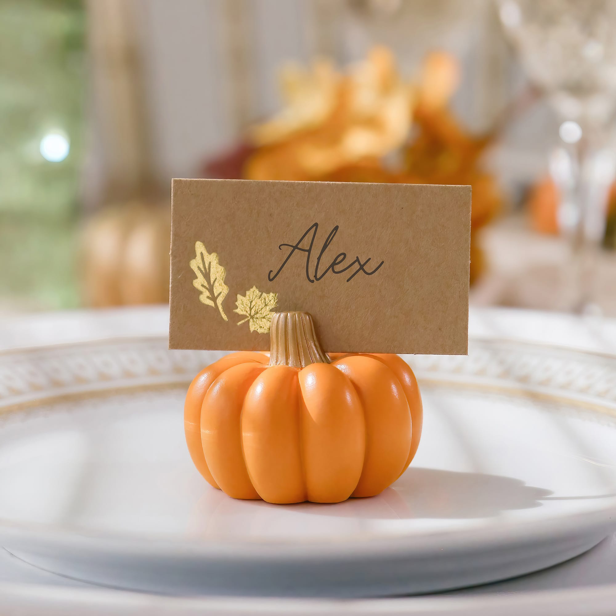 Kate Aspen Orange Pumpkin Place Card Holders, 6ct.