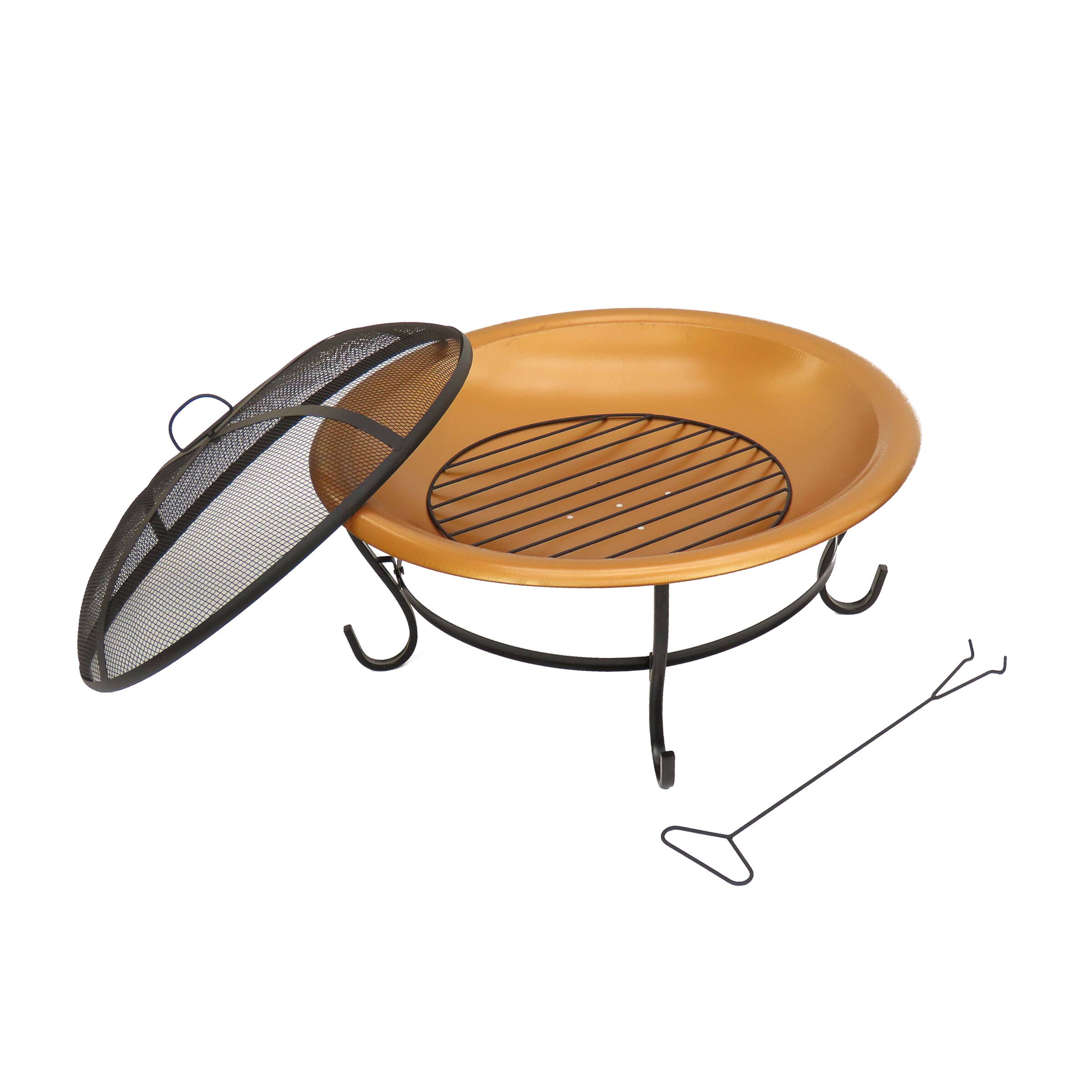 29&#x22; Copper Fire Pit with Stand &#x26; Screen