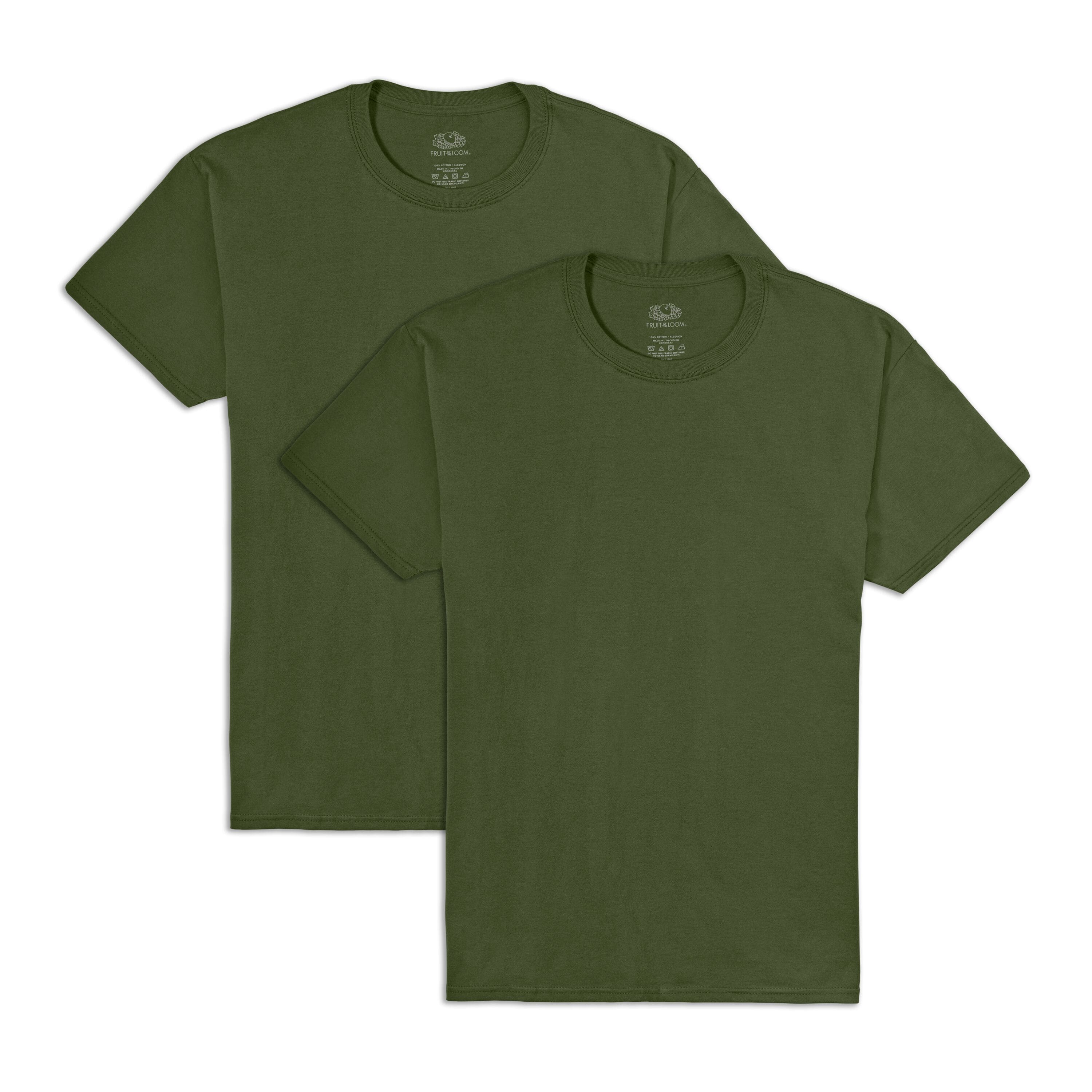 Fruit of the Loom EverSoft Mens Short Sleeve Crew T-Shirt 2 ct in Military Green | XXXX-Large