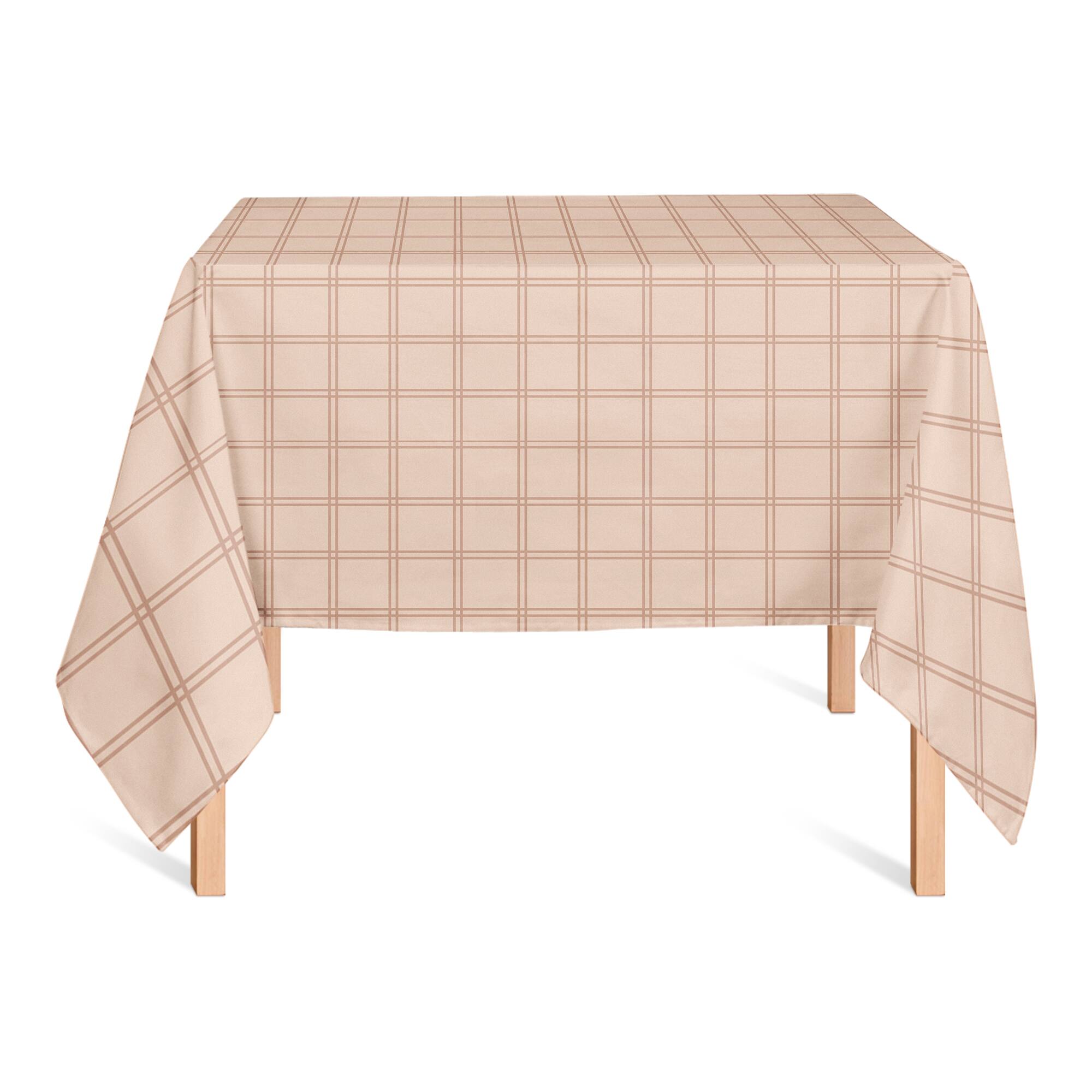 Faded Pink Grid Cotton Tablecloth
