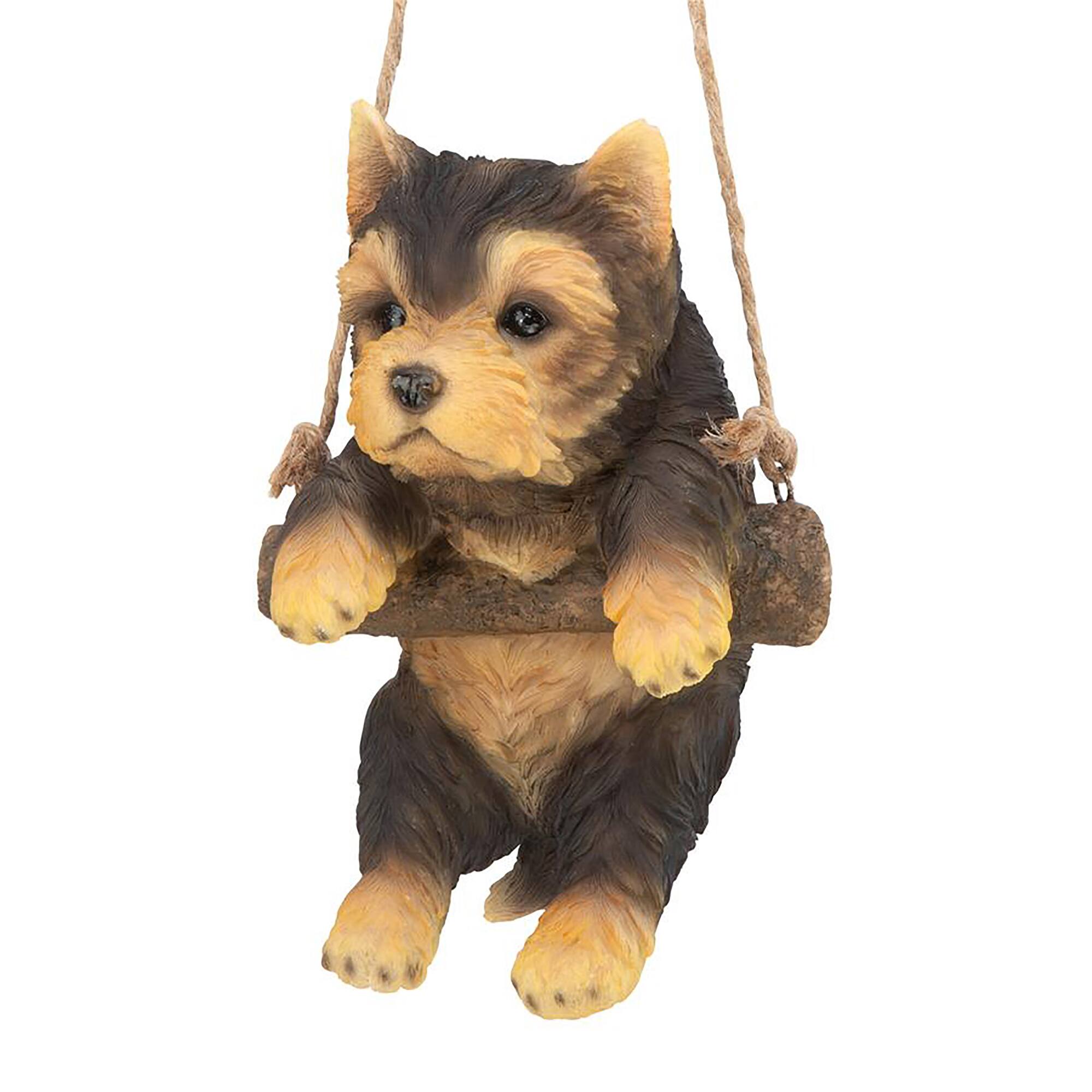 Design Toscano 8" Yorkie Puppy on a Perch Hanging Dog Sculpture