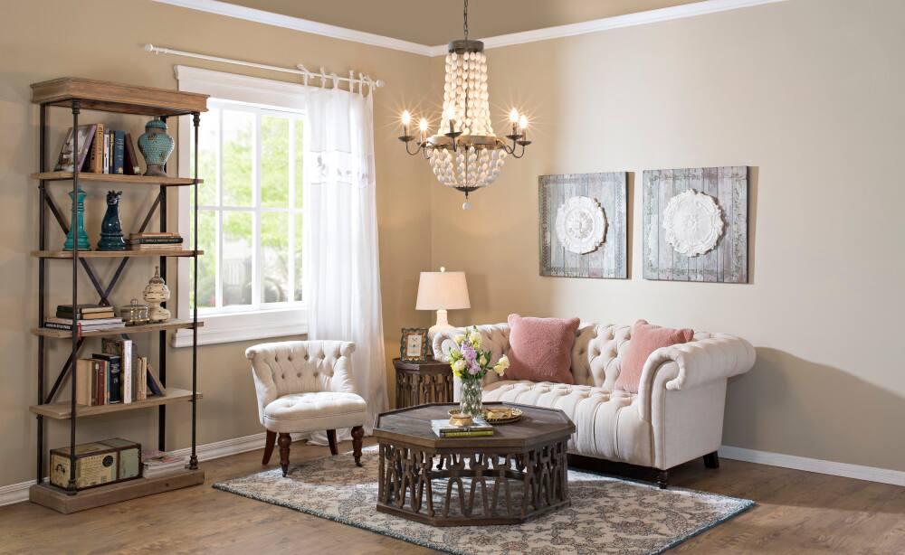 Hello Honey® 36" Multicolor Metal and Draped Wood Bead Chandelier