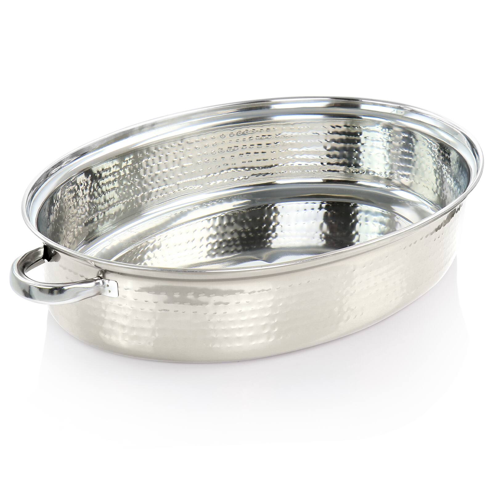 Gibson Home® Radiance 15.5'' Stainless Steel Oval Roaster with Lid and Roasting Rack