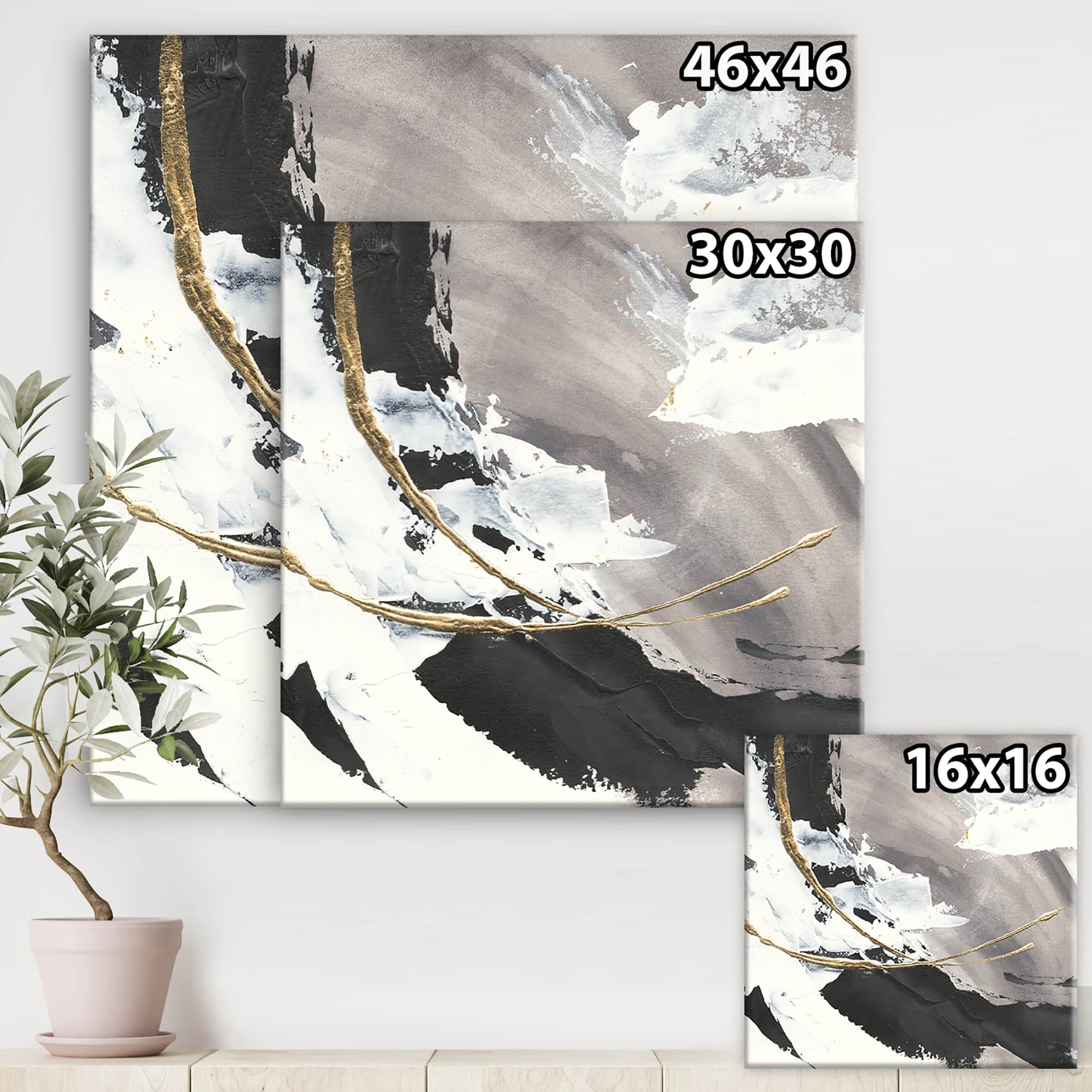 Designart - Glam Painted Arcs II - Transitional Canvas Artwork