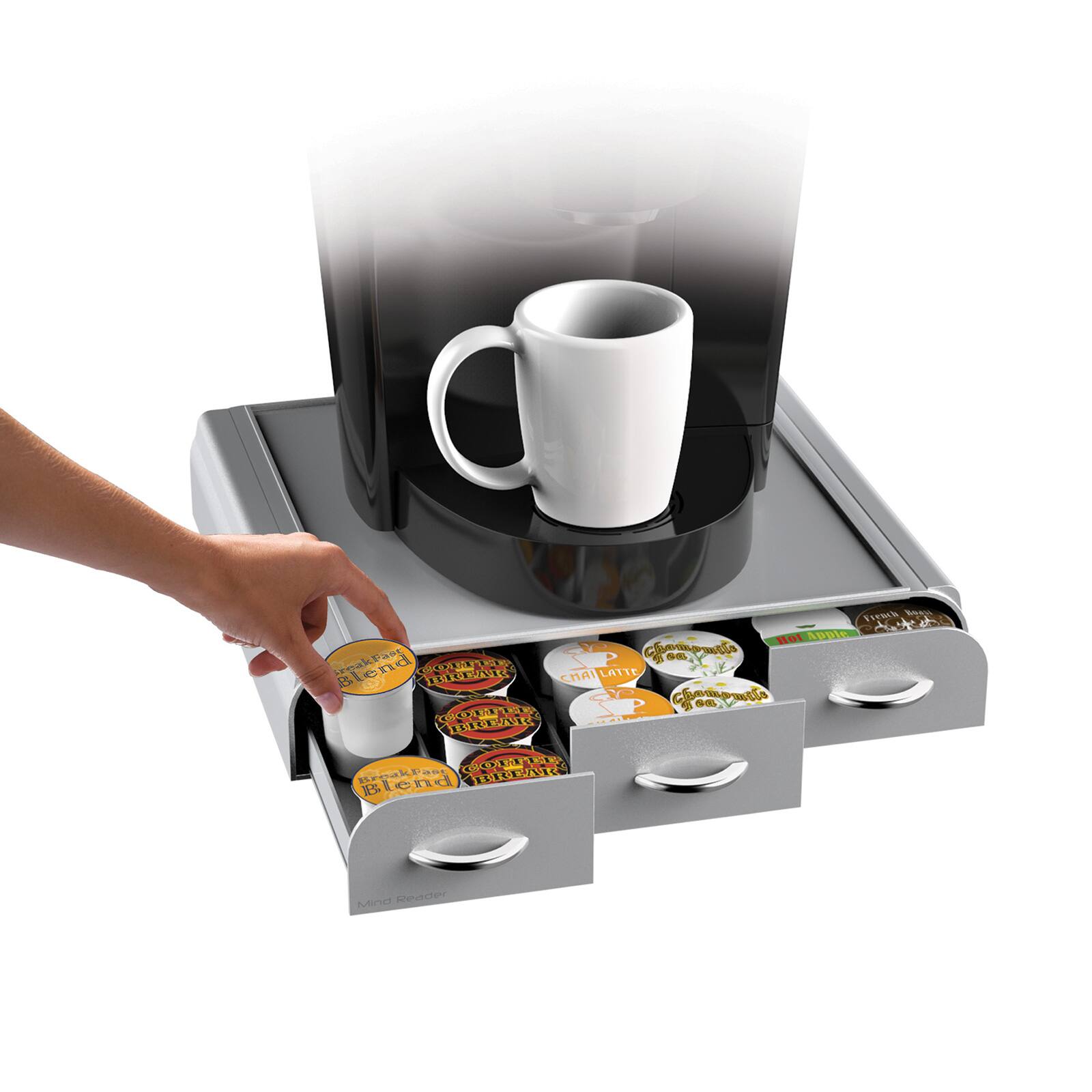 Mind Reader Silver 36 Capacity Single Serve Coffee Pod Holder Drawer