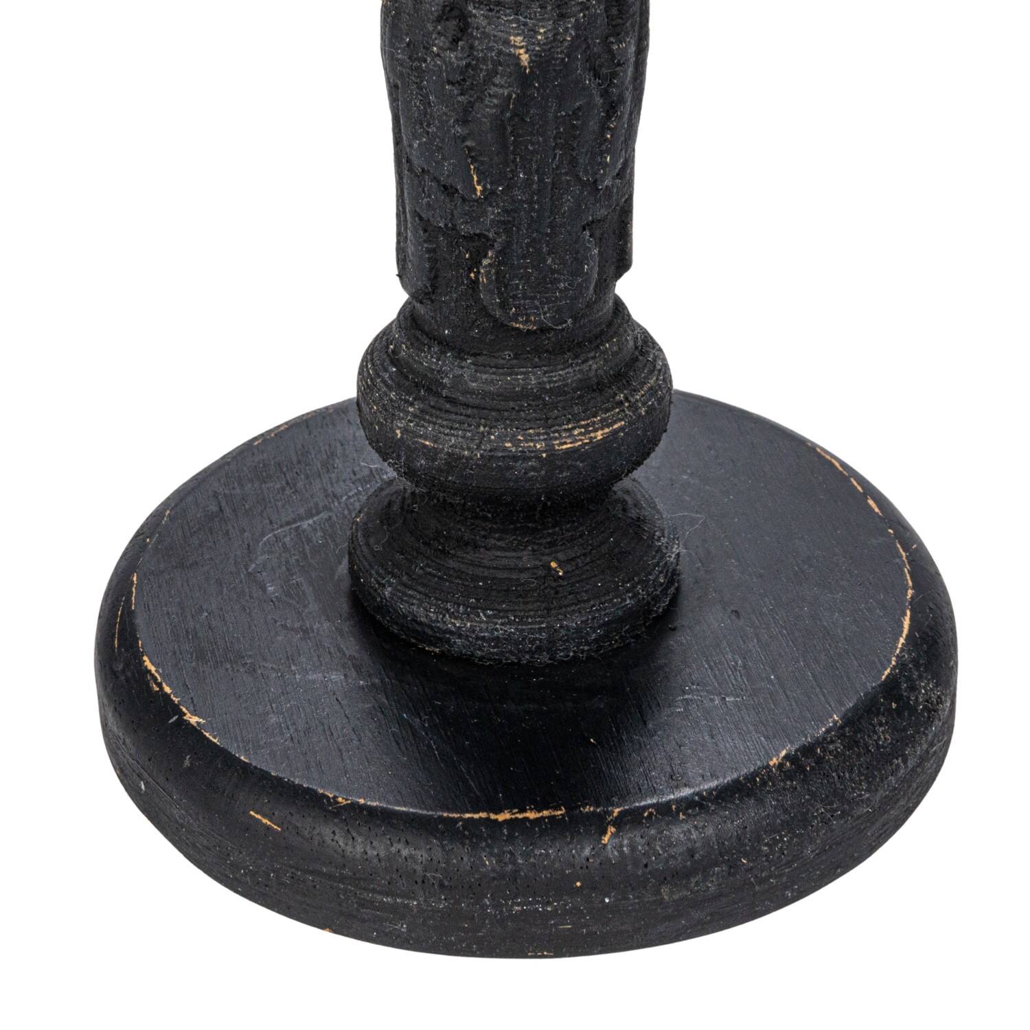 Hello Honey&#xAE; Round Black Wood Taper Candle Holder Set