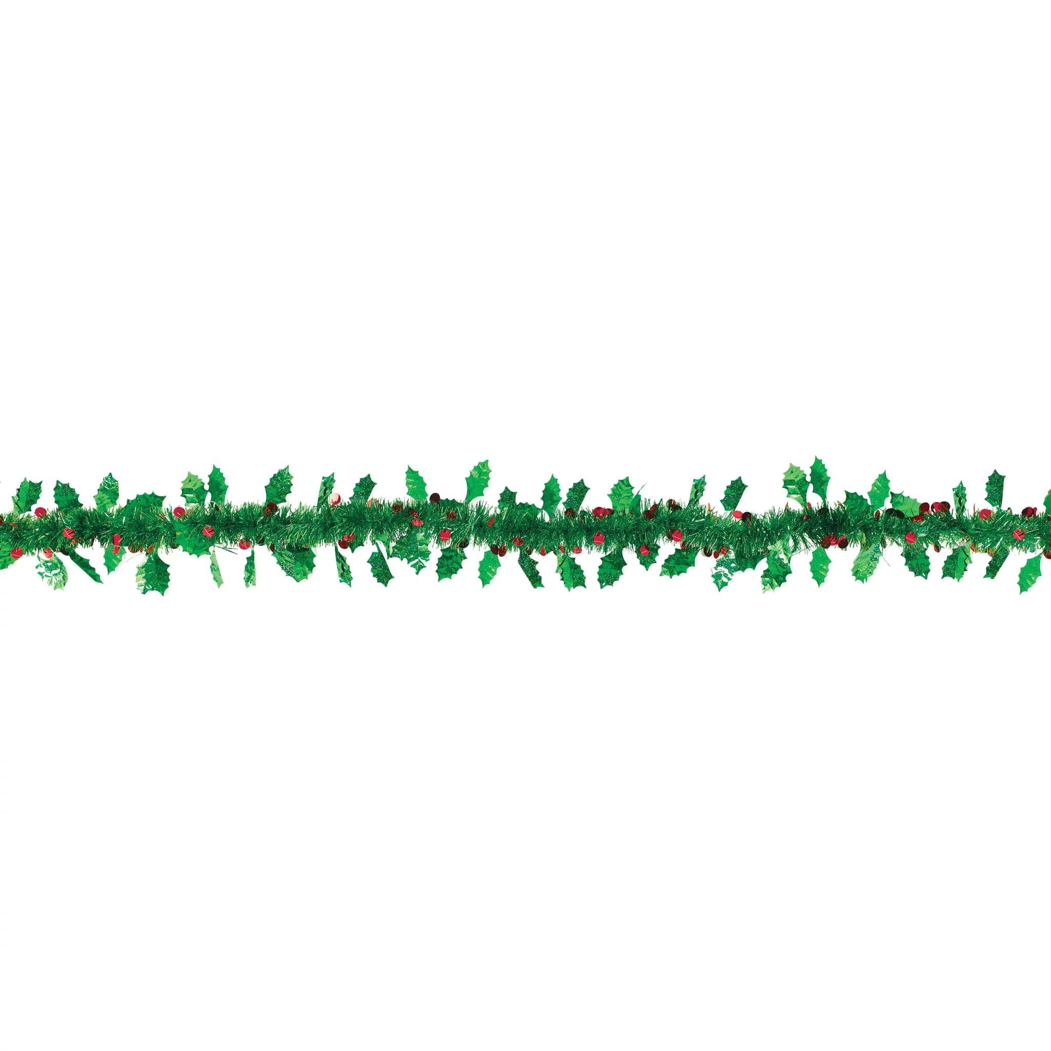9ft. Holly and Berries Tinsel Christmas Garland, 6ct.