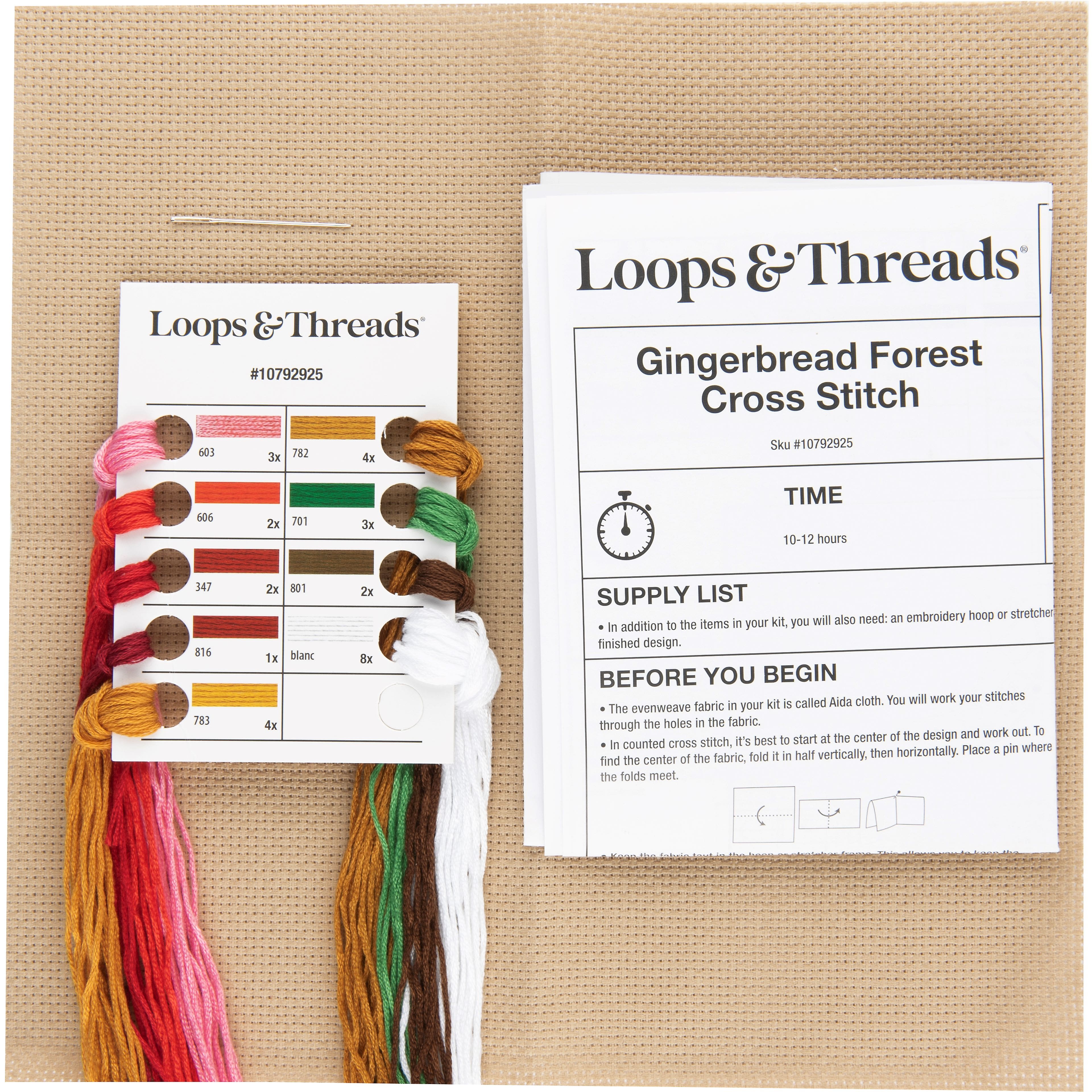 6&#x22; x 6&#x22; Gingerbread Forest Cross Stitch Kit by Loops &#x26; Threads&#xAE;