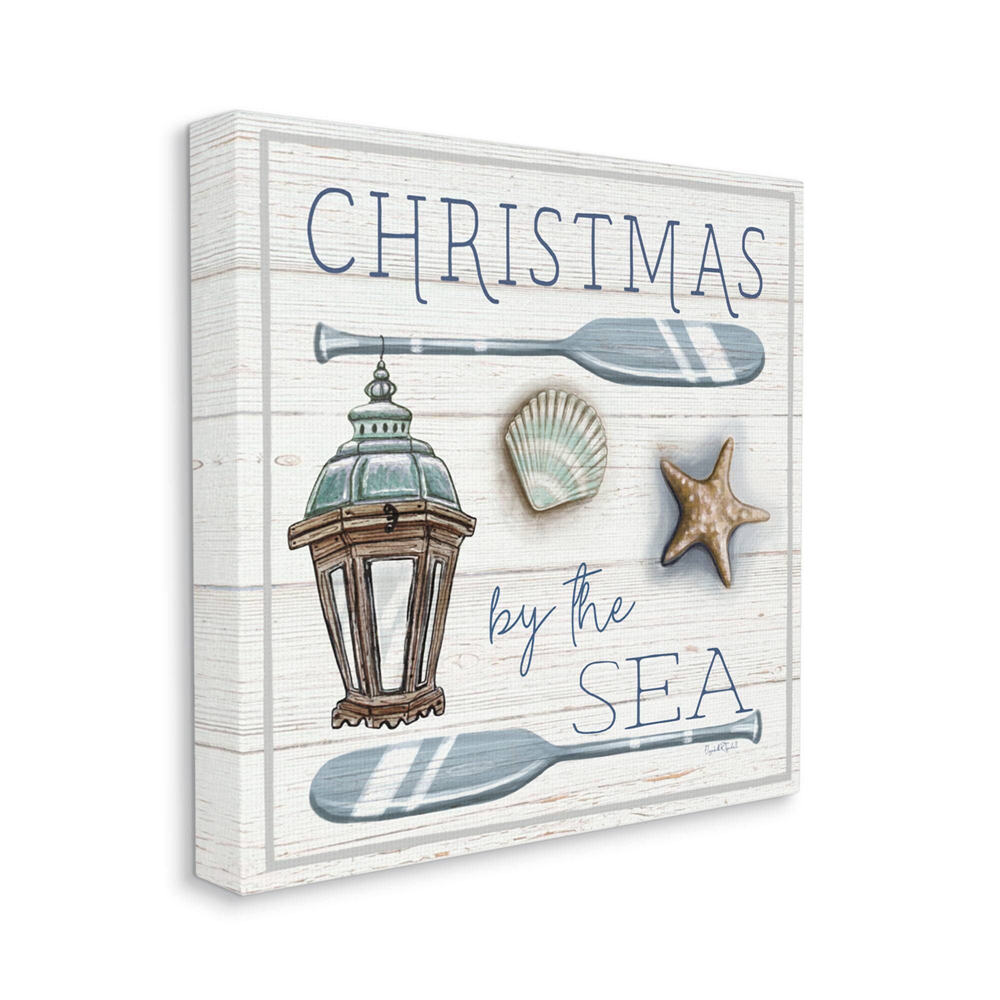 Stupell Industries Christmas By The Sea Phrase Canvas Wall Art