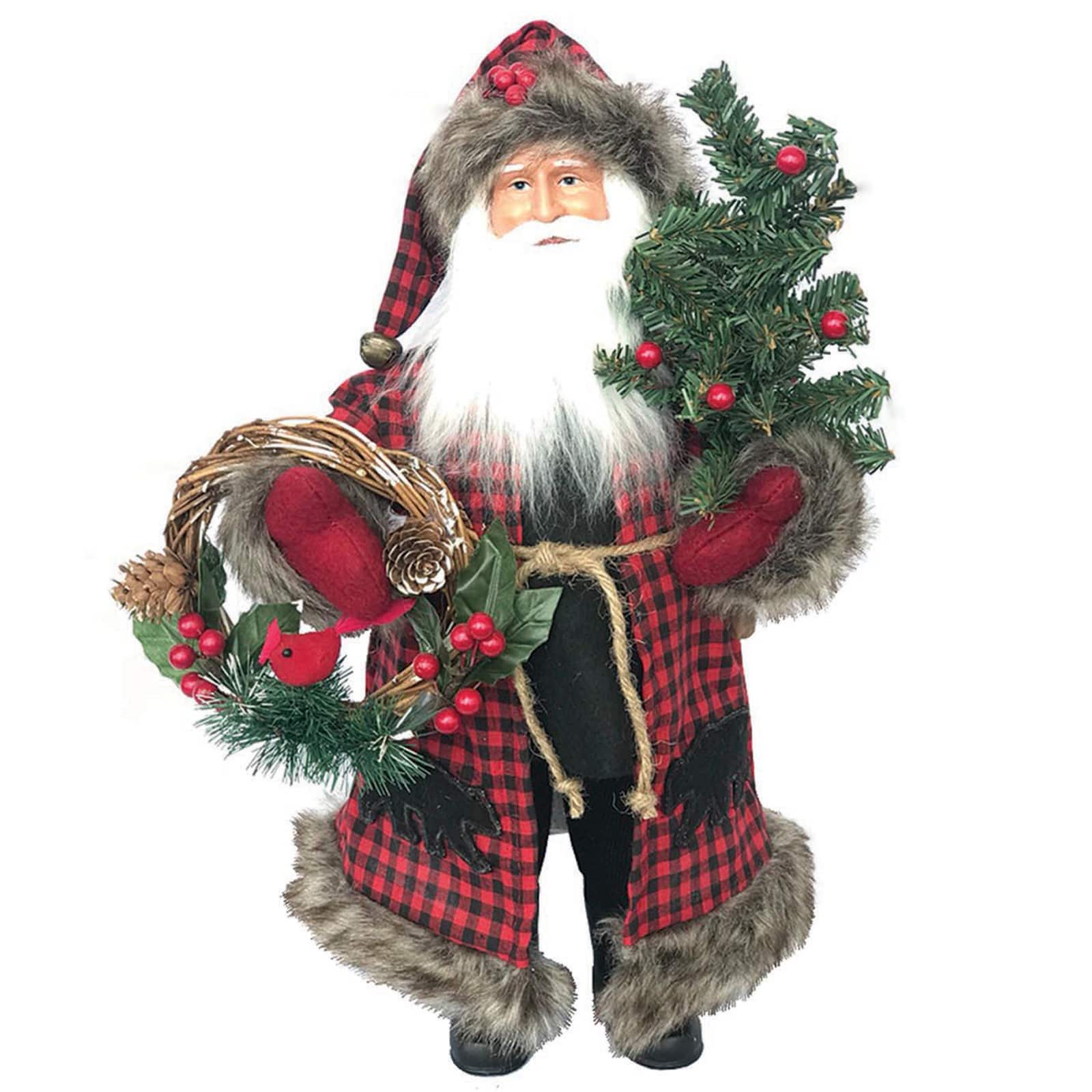 Santa&#x27;s Workshop 15&#x22; Plaid Bear Claus