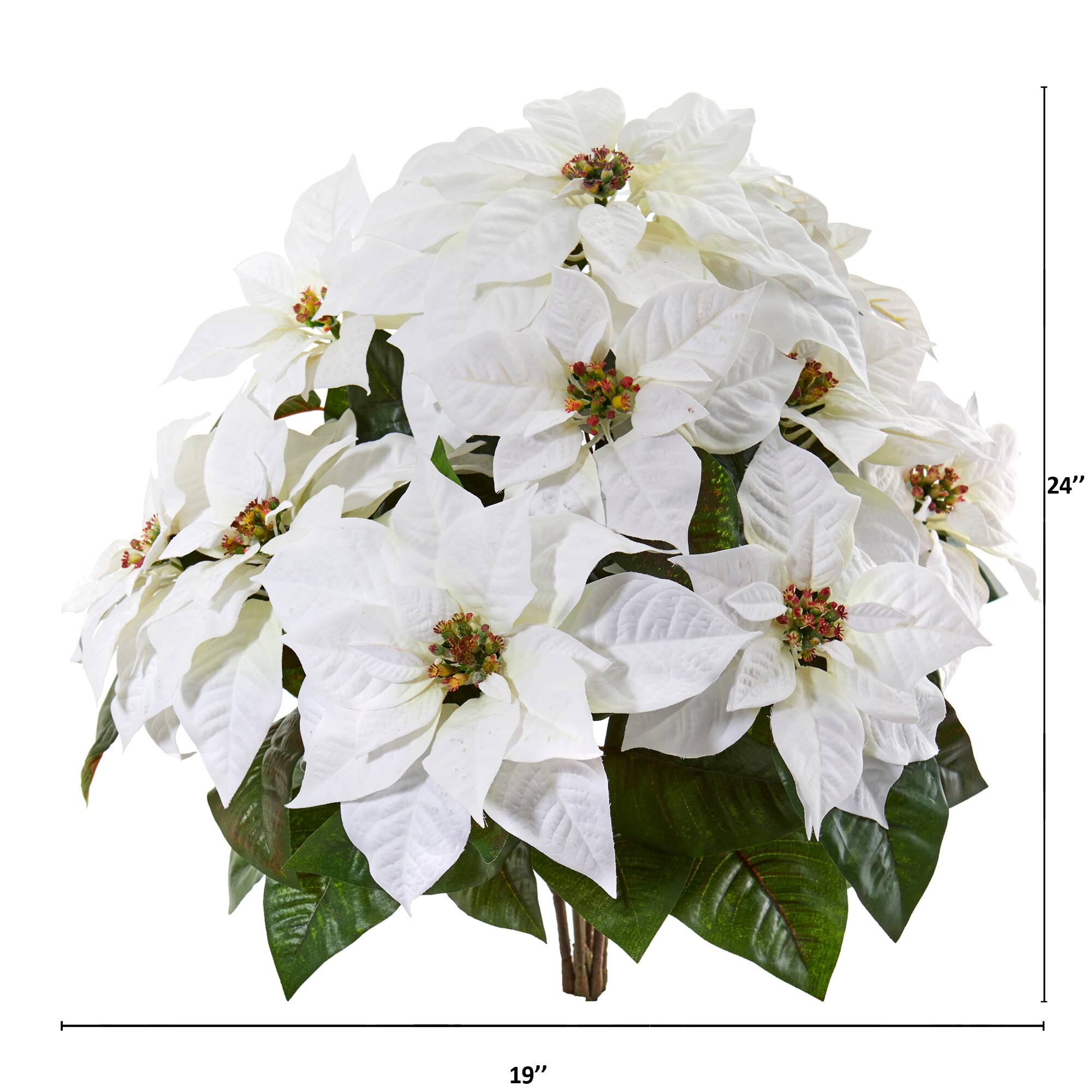 24" White Poinsettia Artificial Plant Set