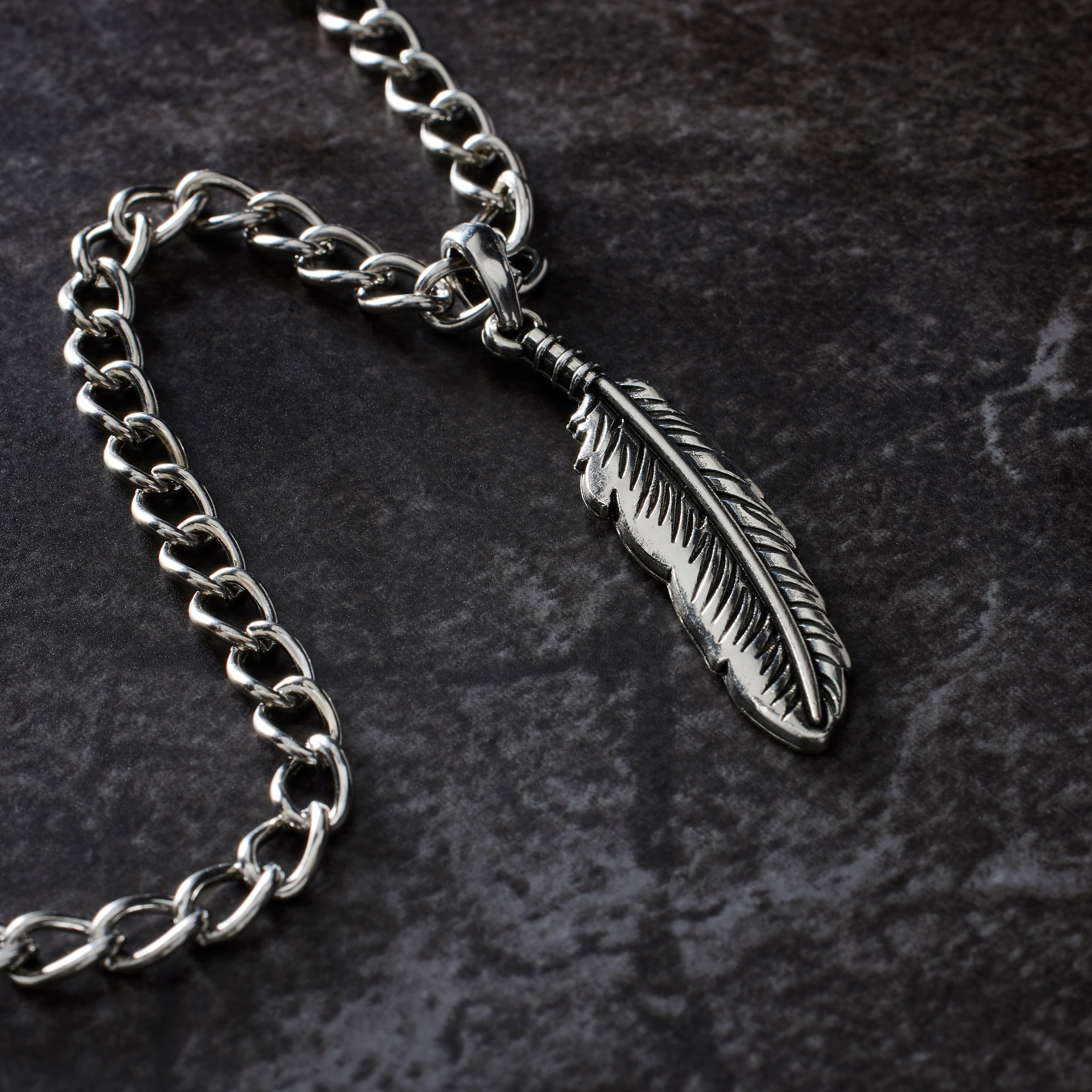 Silver Metal Feather Pendant by Bead Landing&#x2122;