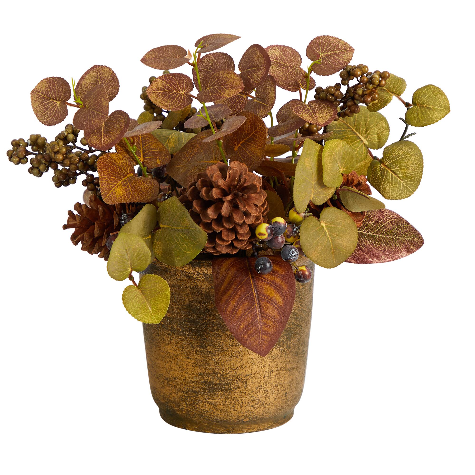 12&#x22; Eucalyptus, Pinecones &#x26; Berries Autumn Arrangement In Decorative Vase