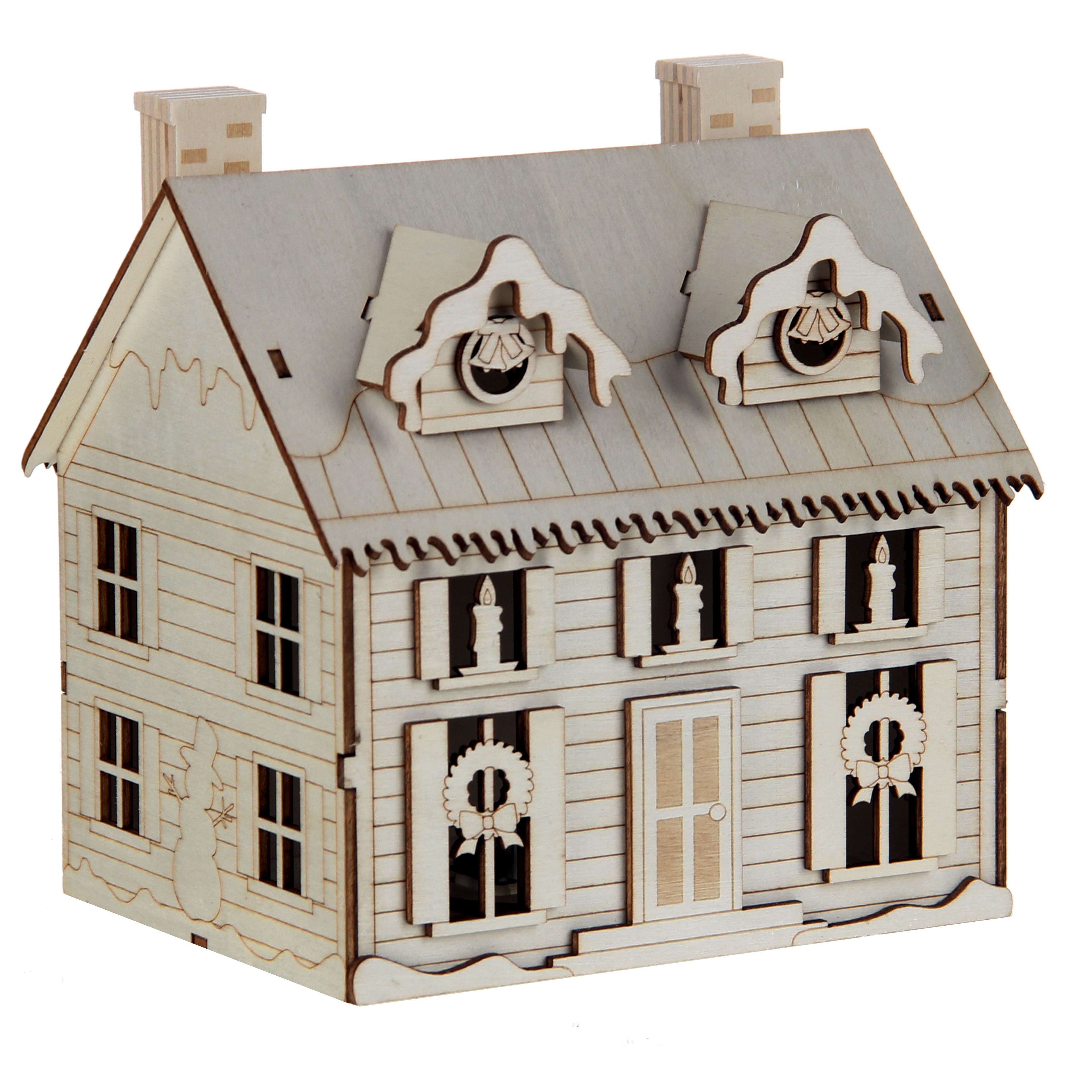 6.25&#x22; Unfinished Country House DIY LED Wood D&#xE9;cor by Make Market&#xAE;