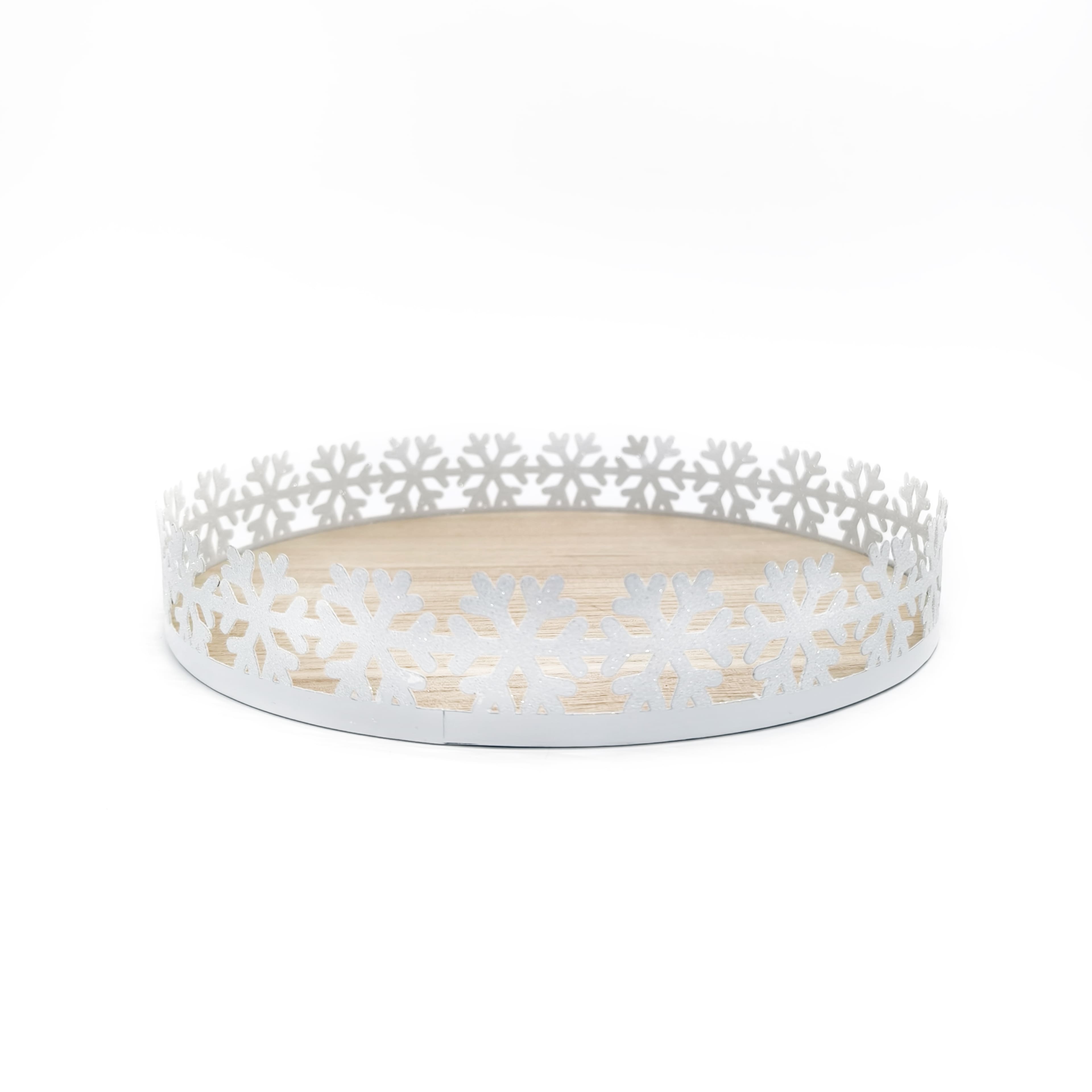 12" White Glitter Decorative Snowflake Tray by Ashland®