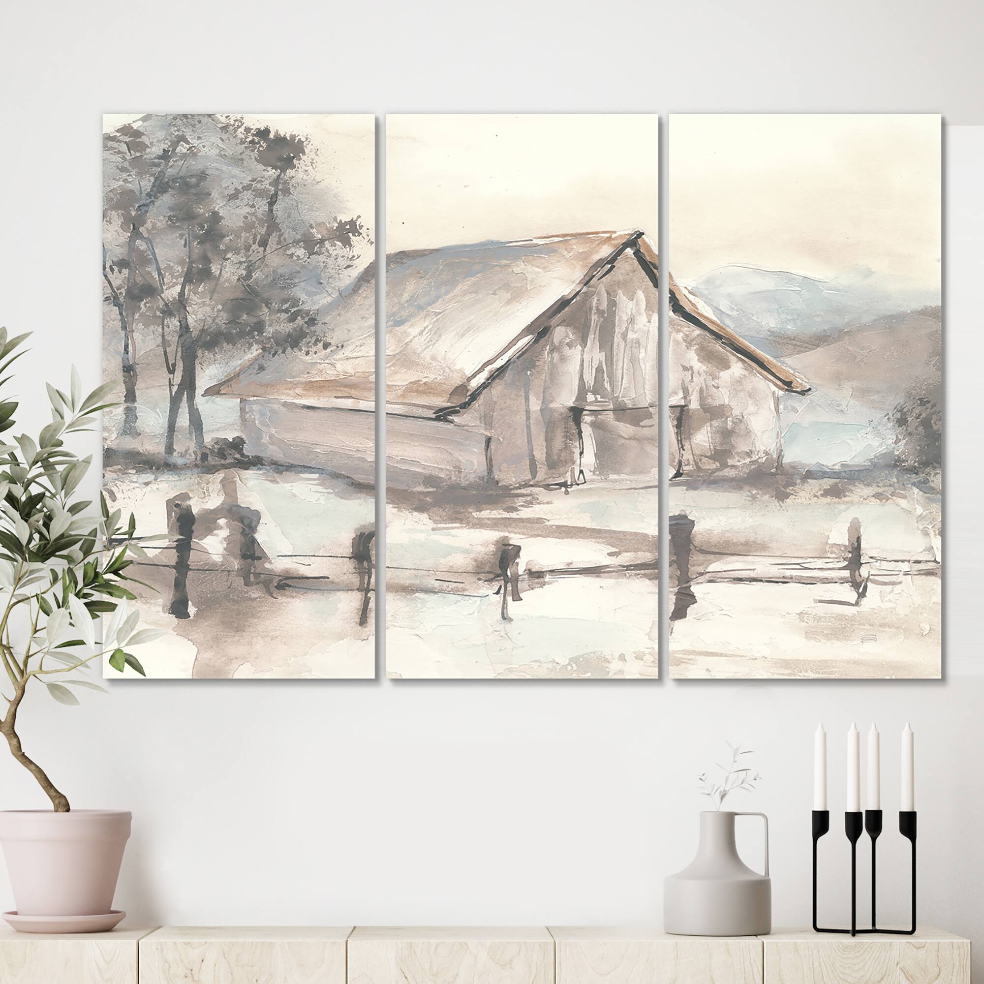 Designart - Farmhouse Barn Grey VII - Modern Farmhouse Gallery-wrapped Canvas