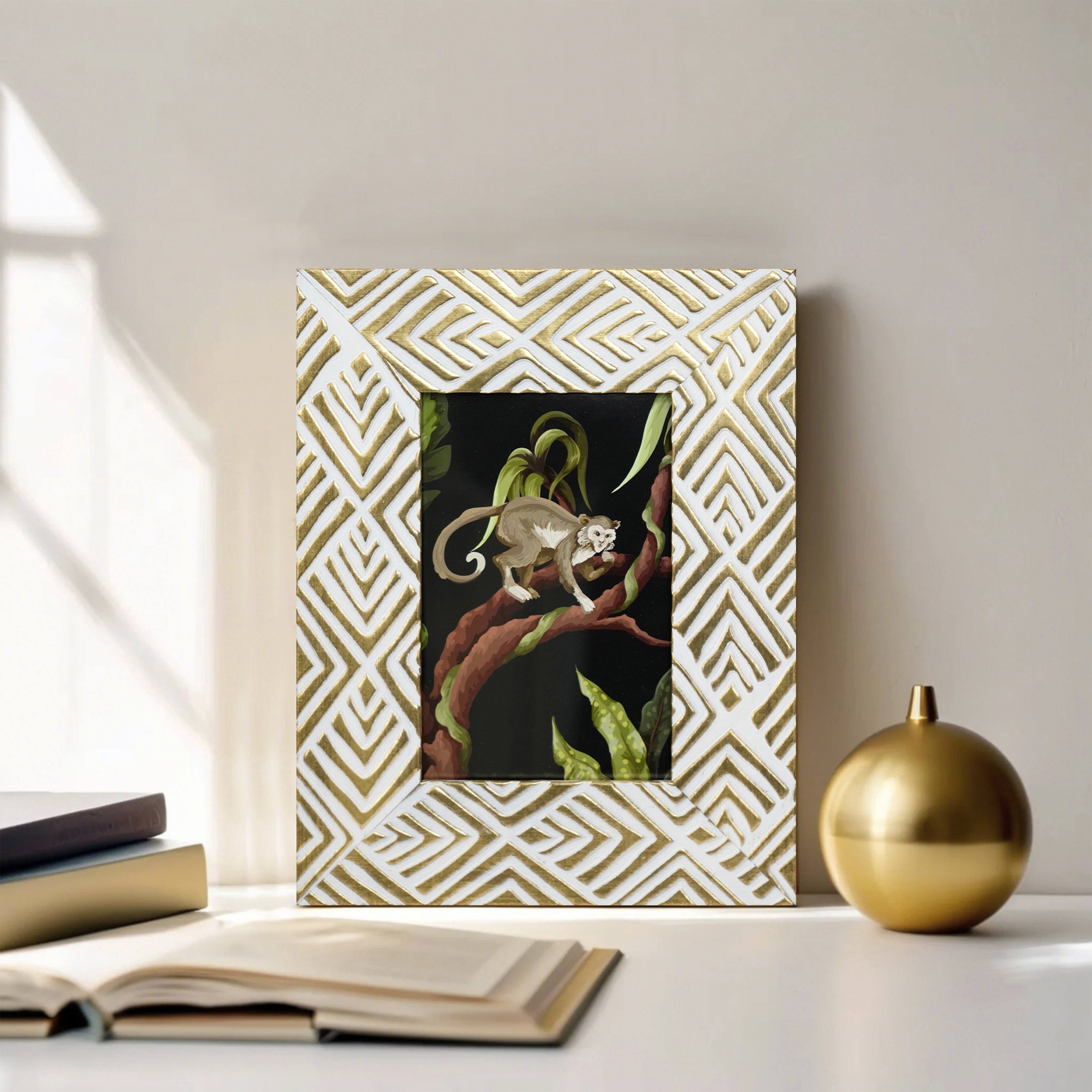 Safari 4" x 6" White & Gold Rhombus Embossed Frame by Ashland®