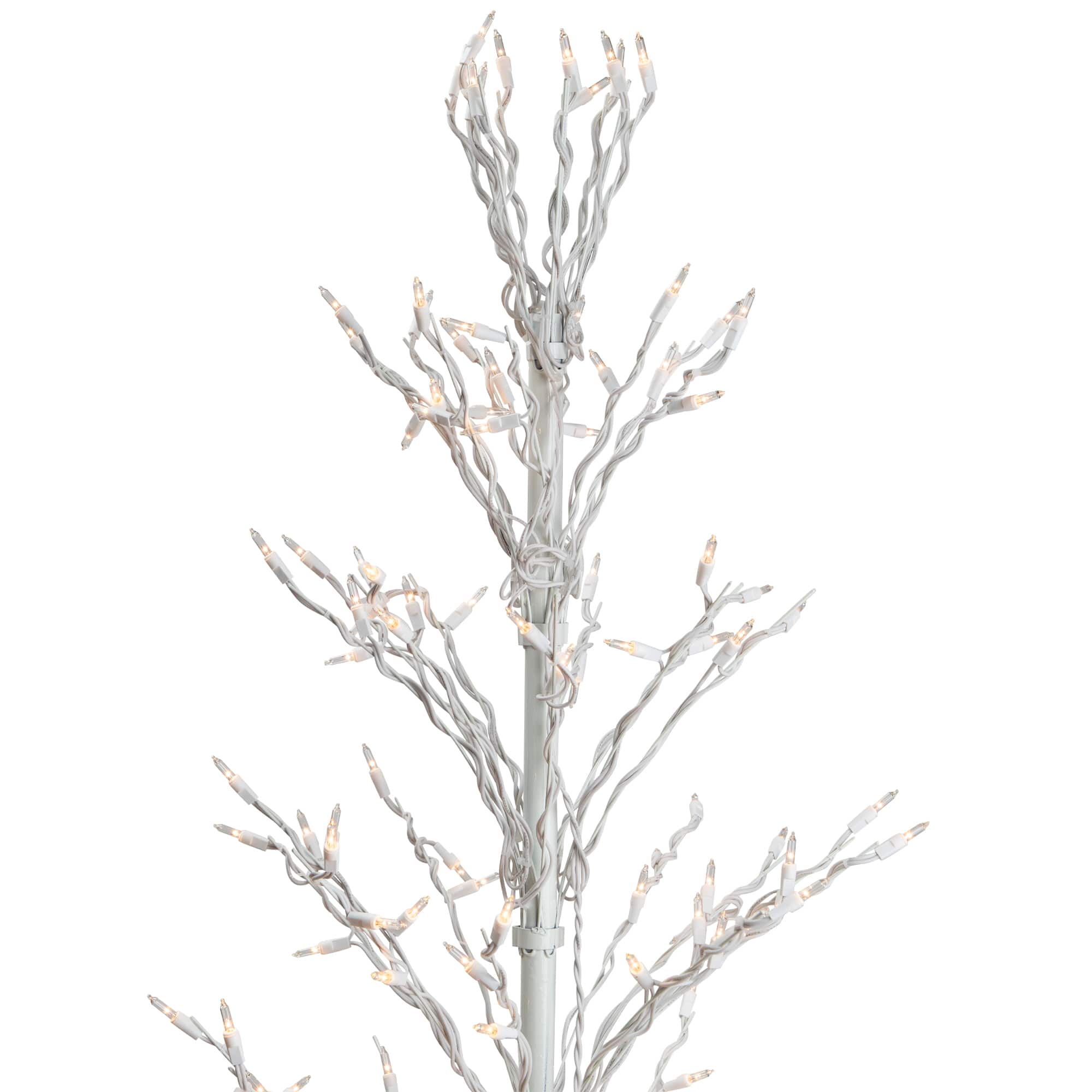 6ft. Pre-Lit White Cascade Twig Artificial Christmas Tree, Clear Lights