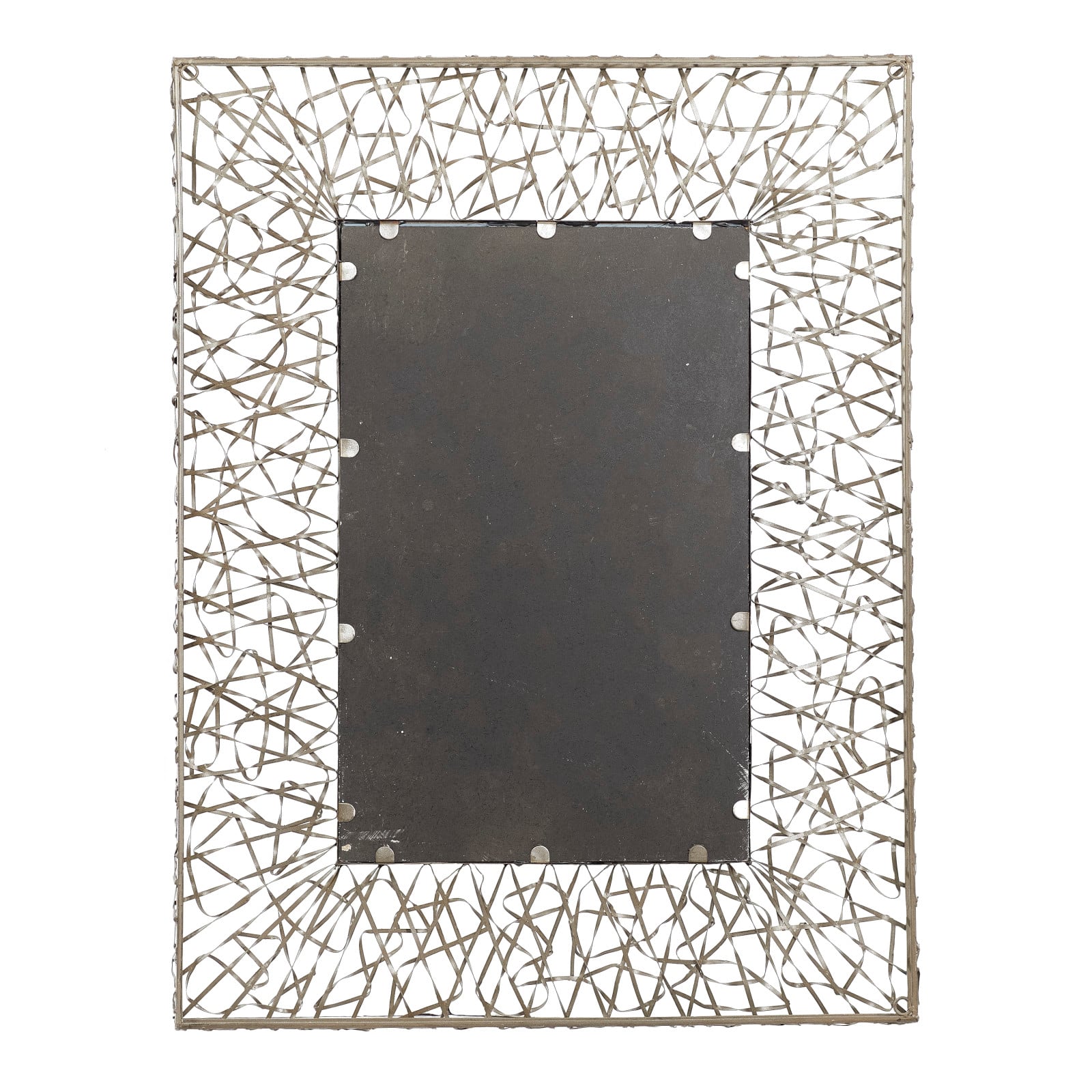 43&#x22; Silver Industrial Metal Wall Mirror