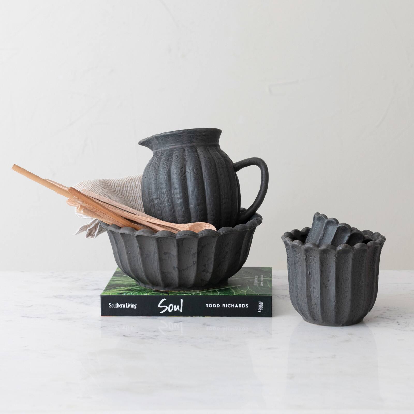 Hello Honey&#xAE; 6&#x22; Matte Black Reactive Glaze Flower Stoneware Planter