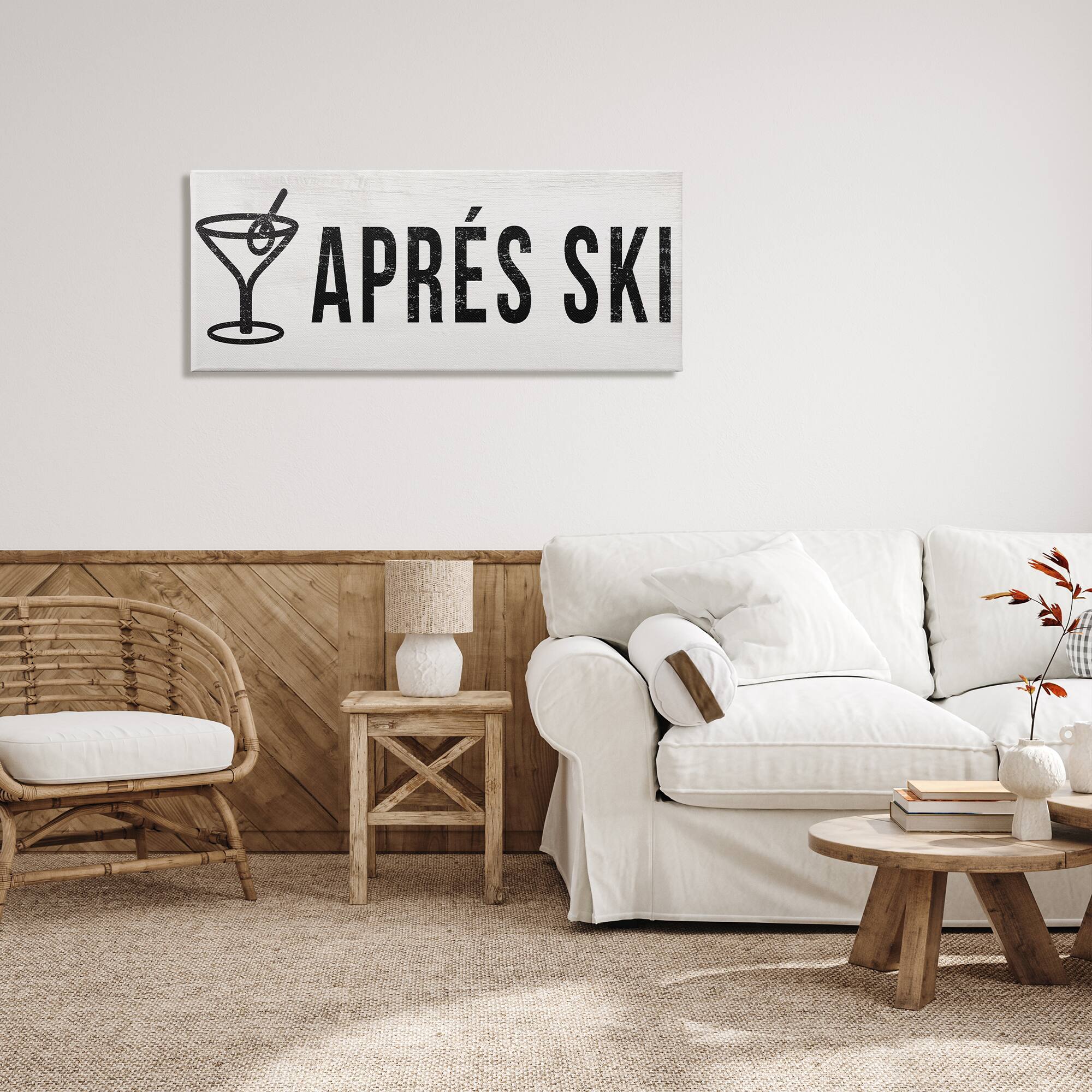 Stupell Industries Après Ski Phrase Martini Glass with Olive Canvas Wall Art