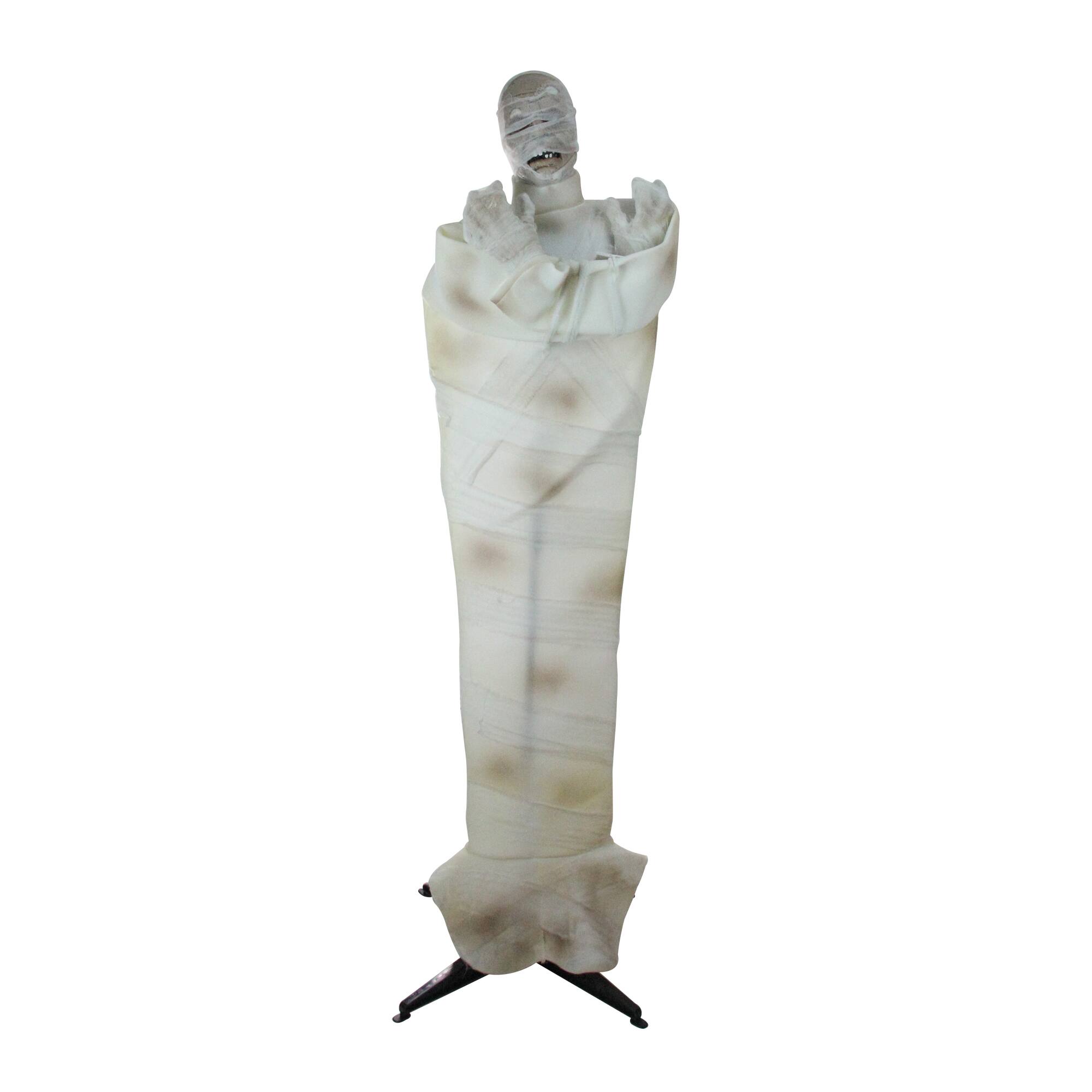5ft. Pre-Lit White & Brown Animated Mummy with Glowing Eyes Halloween Décor
