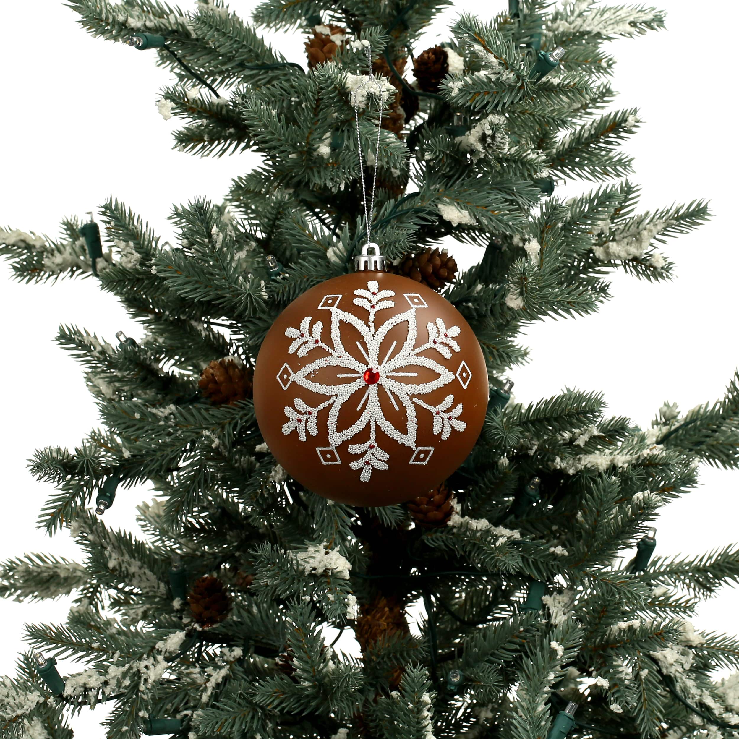 2 Pack 4.7&#x22; Gingerbread Snowflake Shatterproof Ball Ornaments by Ashland&#xAE;