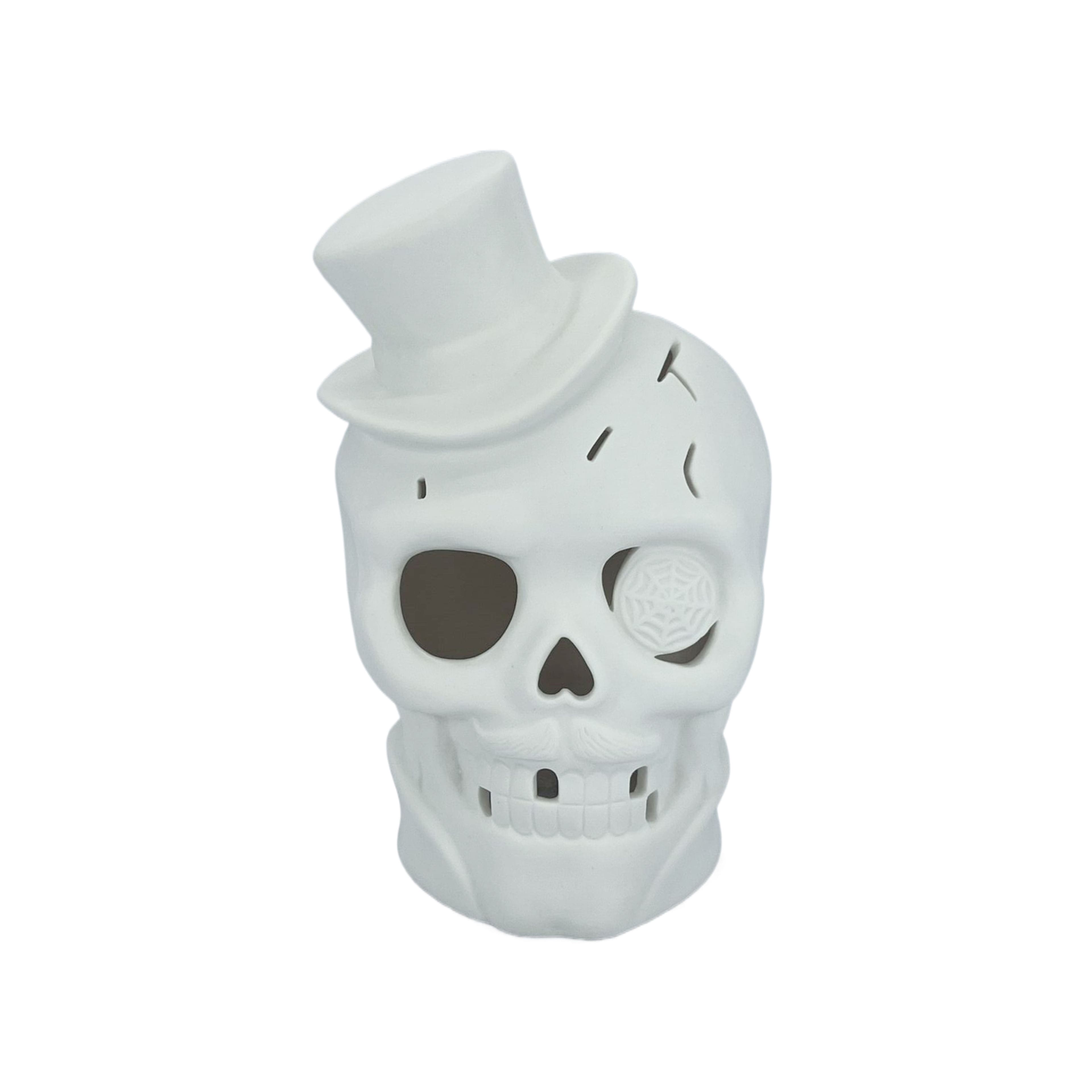 7.75" DIY Ceramic LED Gentleman Skull Décor by Make Market®