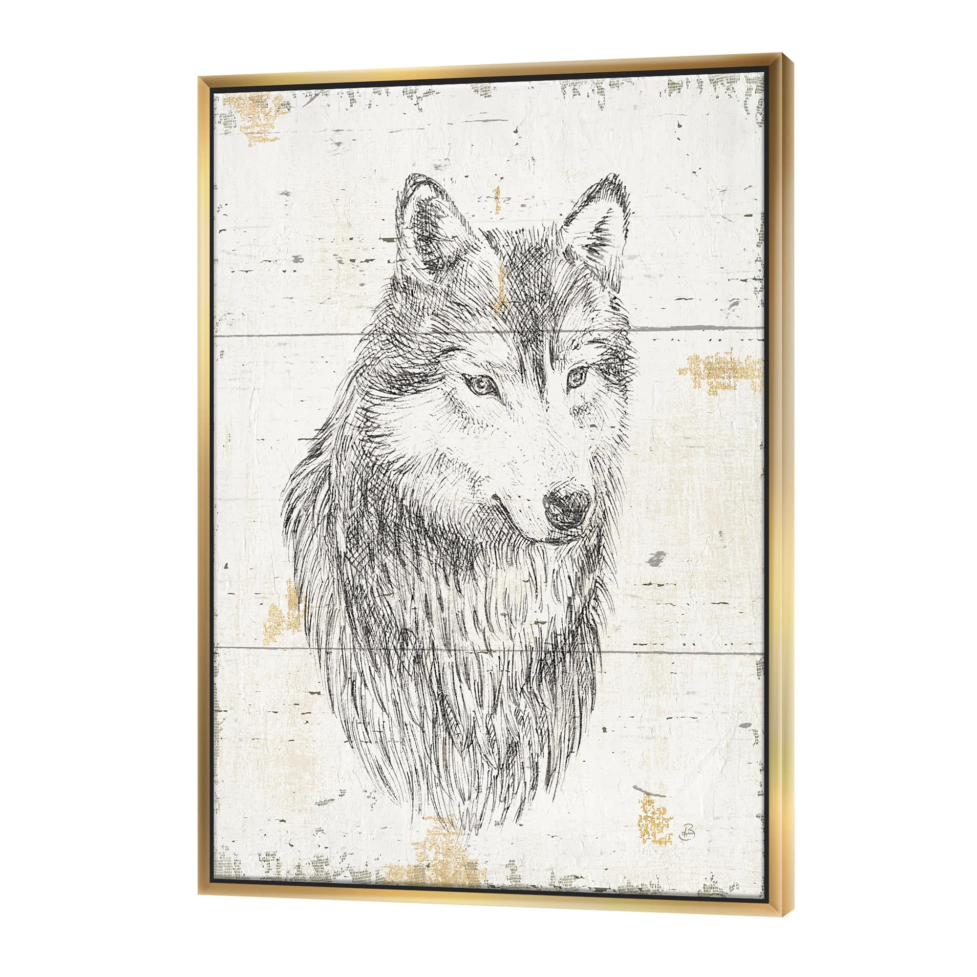 Designart - Wolf Wild and Beautiful III - Wildlife Animal Canvas in Gold Frame