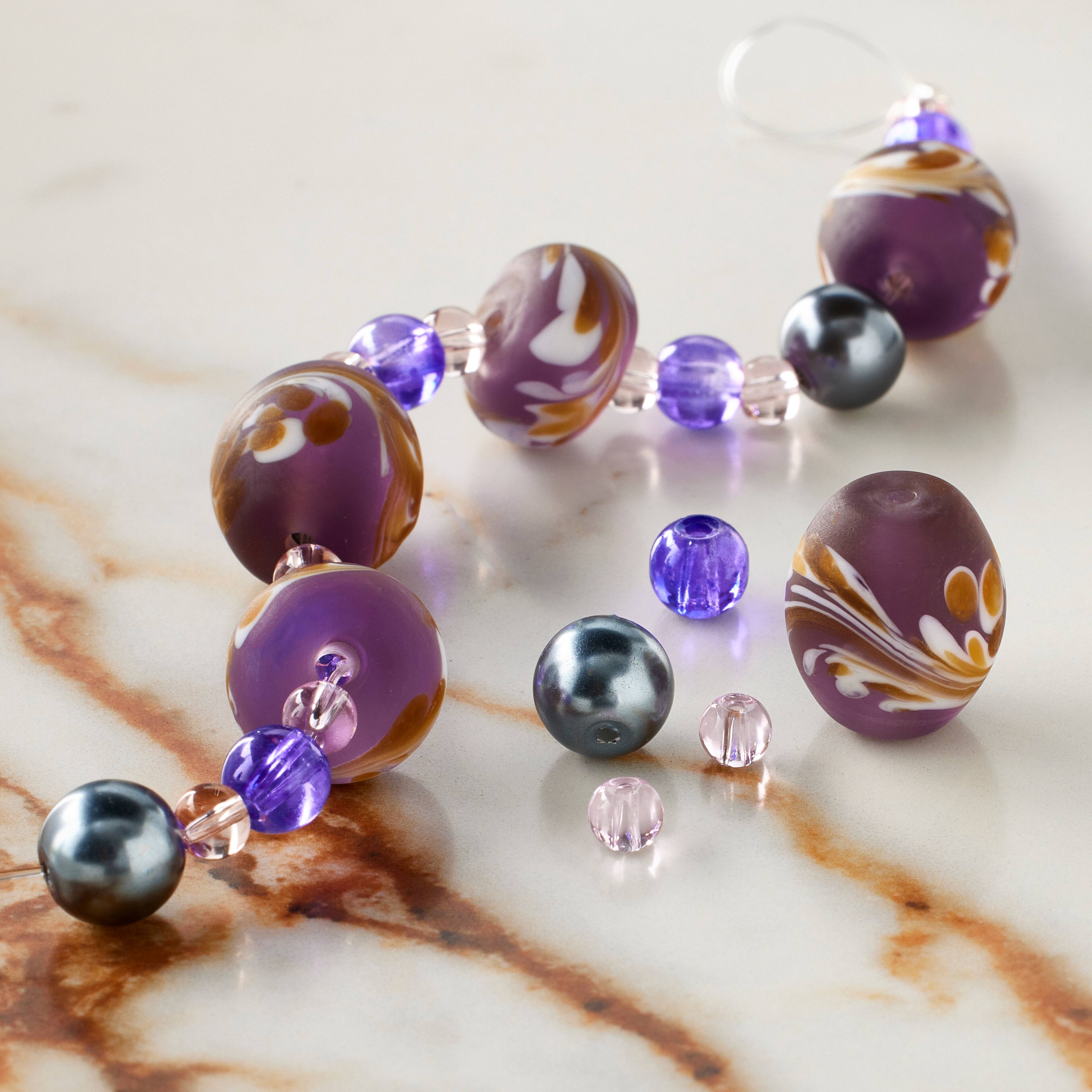 12 Pack: Purple Lampwork Glass Swirl Rondelle & Oval Beads by Bead Landing™