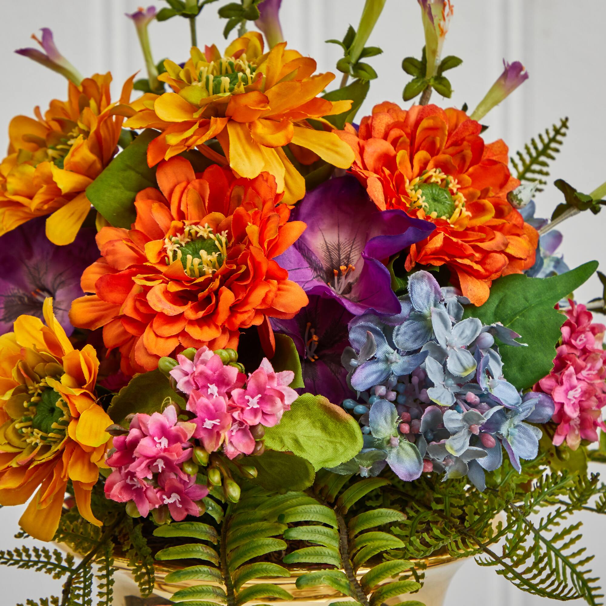 14&#x22; Mixed Floral Artificial Arrangement in Gold Urn