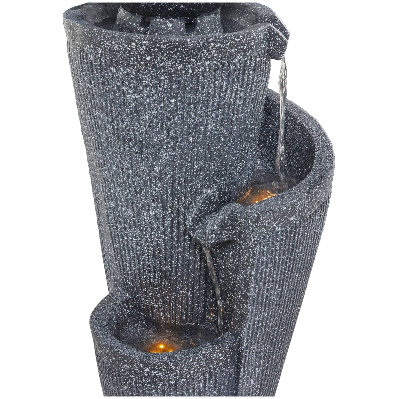 35&#x22; Dark Gray Fiberglass 3-Tier Fountain with LED Light