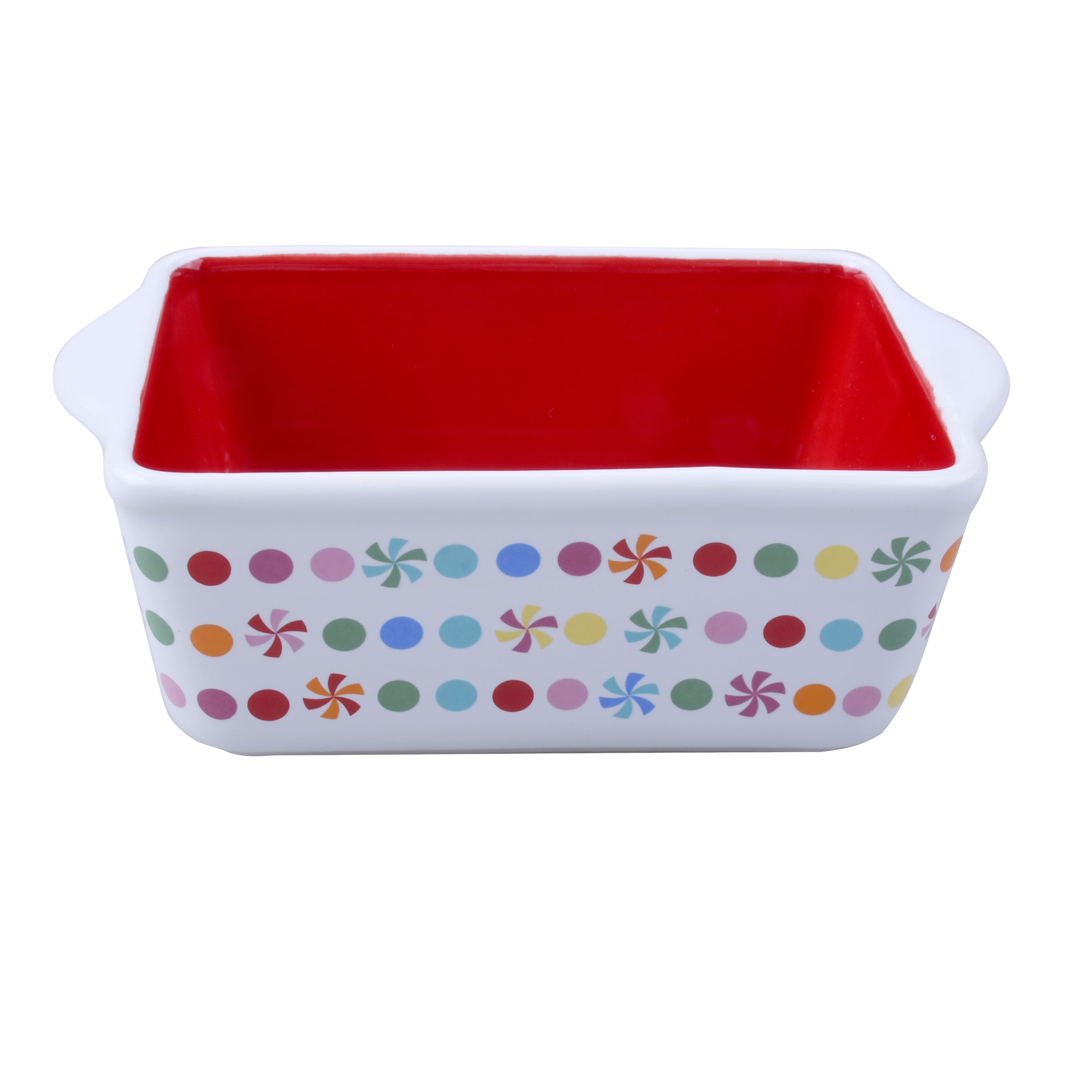 Mini Candy &#x26; Dots Ceramic Loaf Pan by Celebrate It&#xAE;