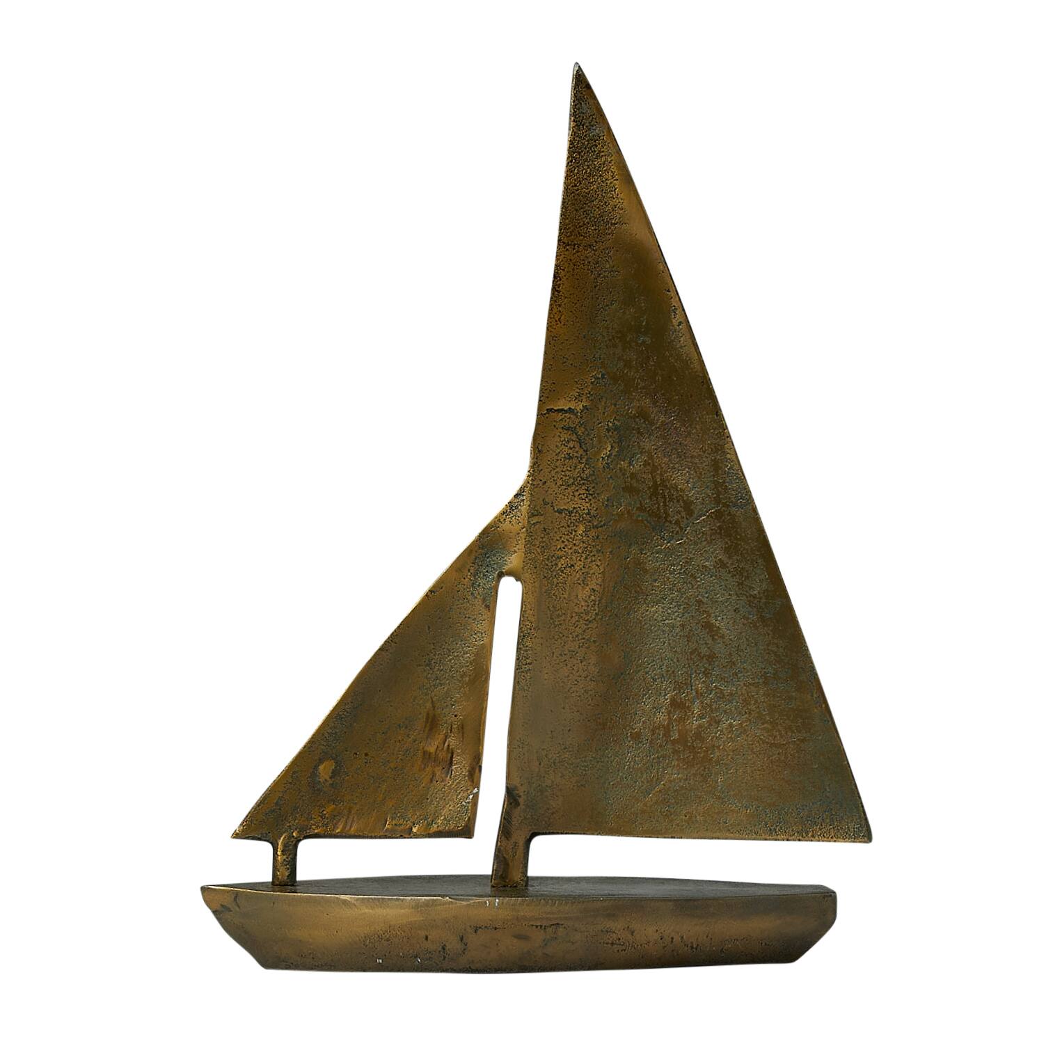 Hello Honey&#xAE; 19&#x22; Antique Brass Decorative Aluminum Sail Boat