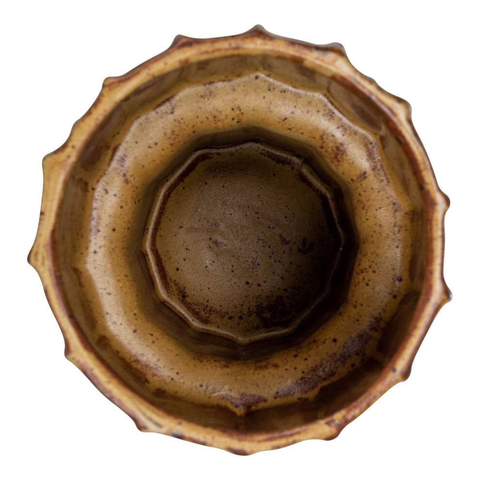 Bloomingville 6.5&#x22; Brown Modern Pleated Stoneware Vase