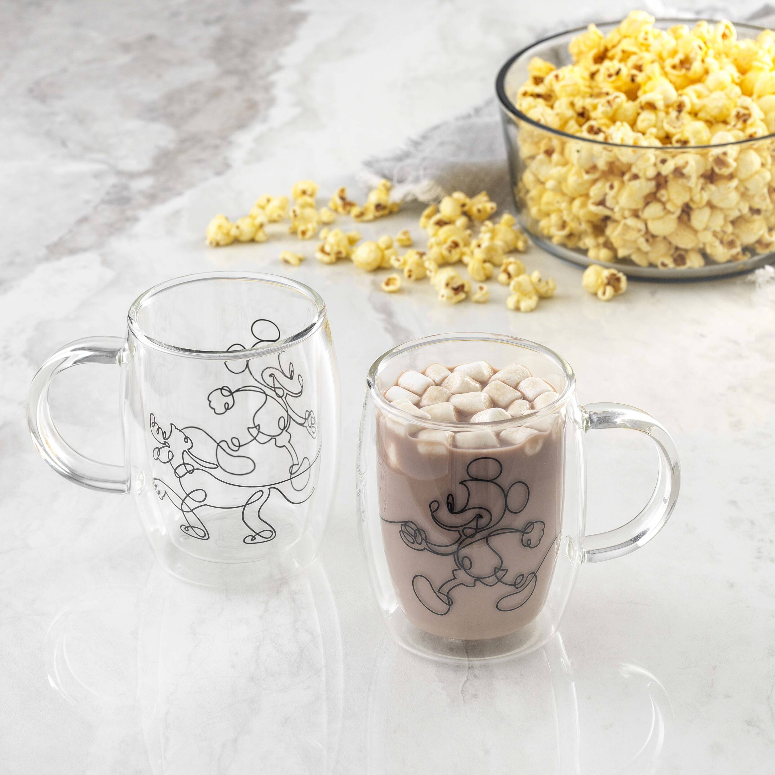 JoyJolt® Disney® 13.5oz. Mickey & Pluto Aroma Glass Mugs, 2ct.
