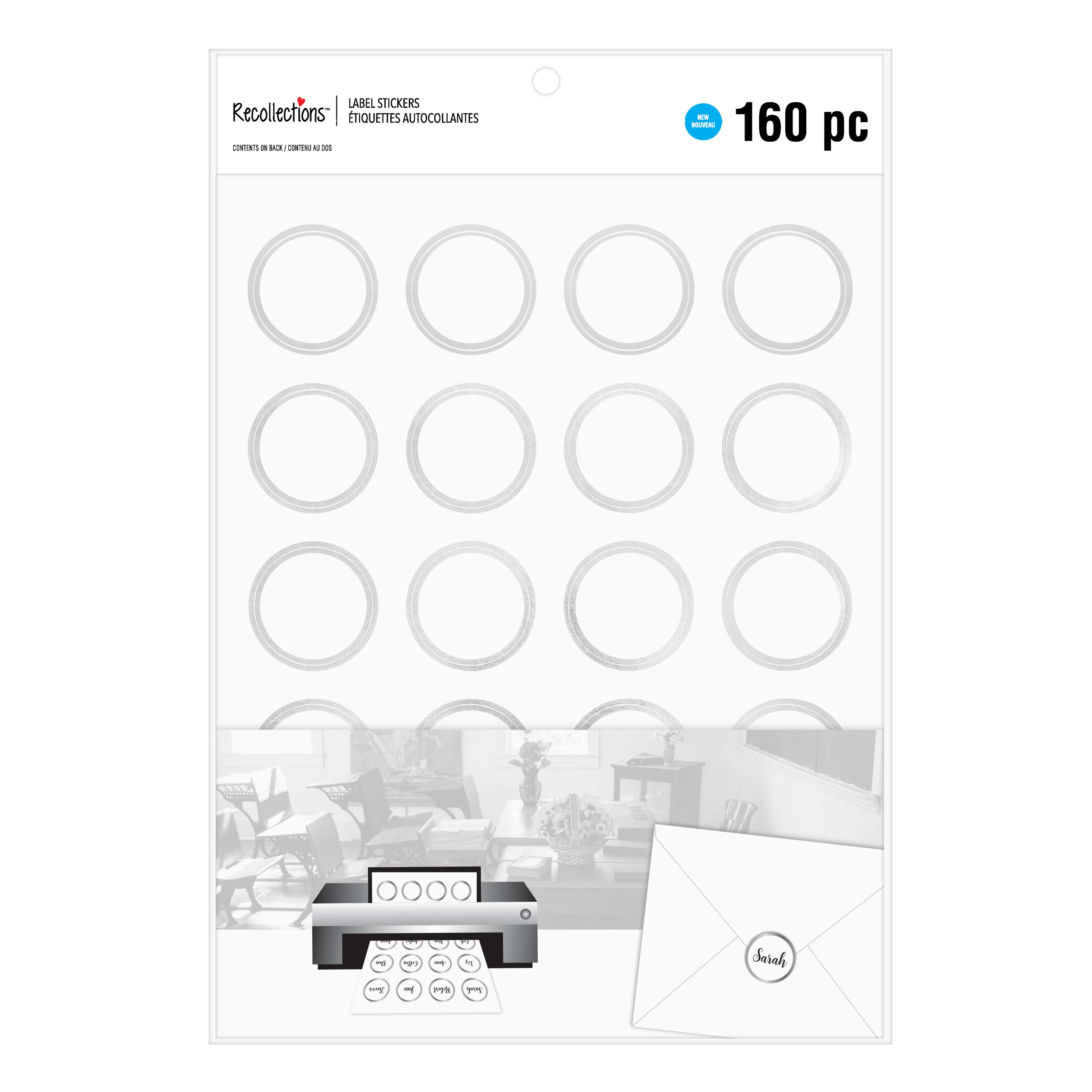 12 Packs: 160 ct. (1,920 total) Silver Border Round Label Stickers by Recollections&#x2122;