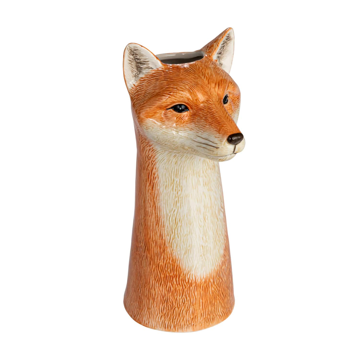 11&#x22; Orange Hand-Painted Decorative Stoneware Fox Vase