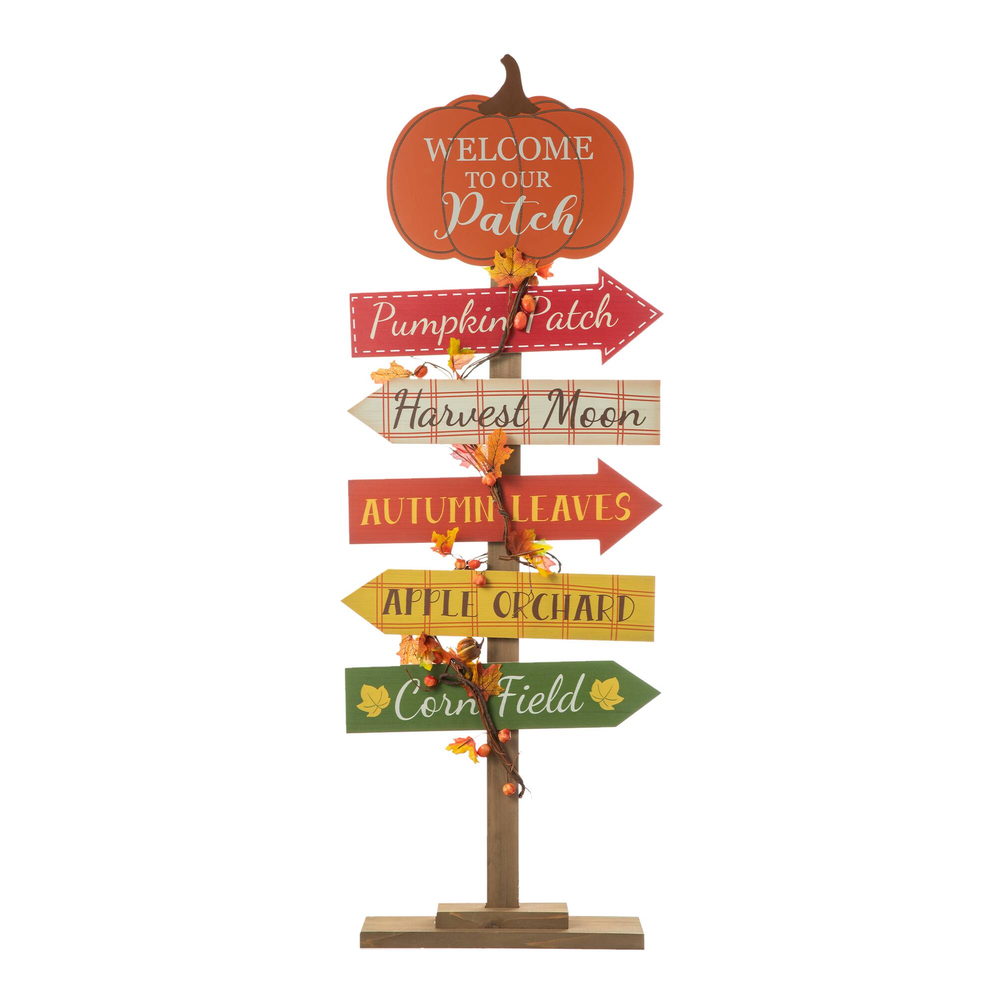 Glitzhome&#xAE; 42.5&#x22; Fall Wooden Pumpkin Patch Porch Sign