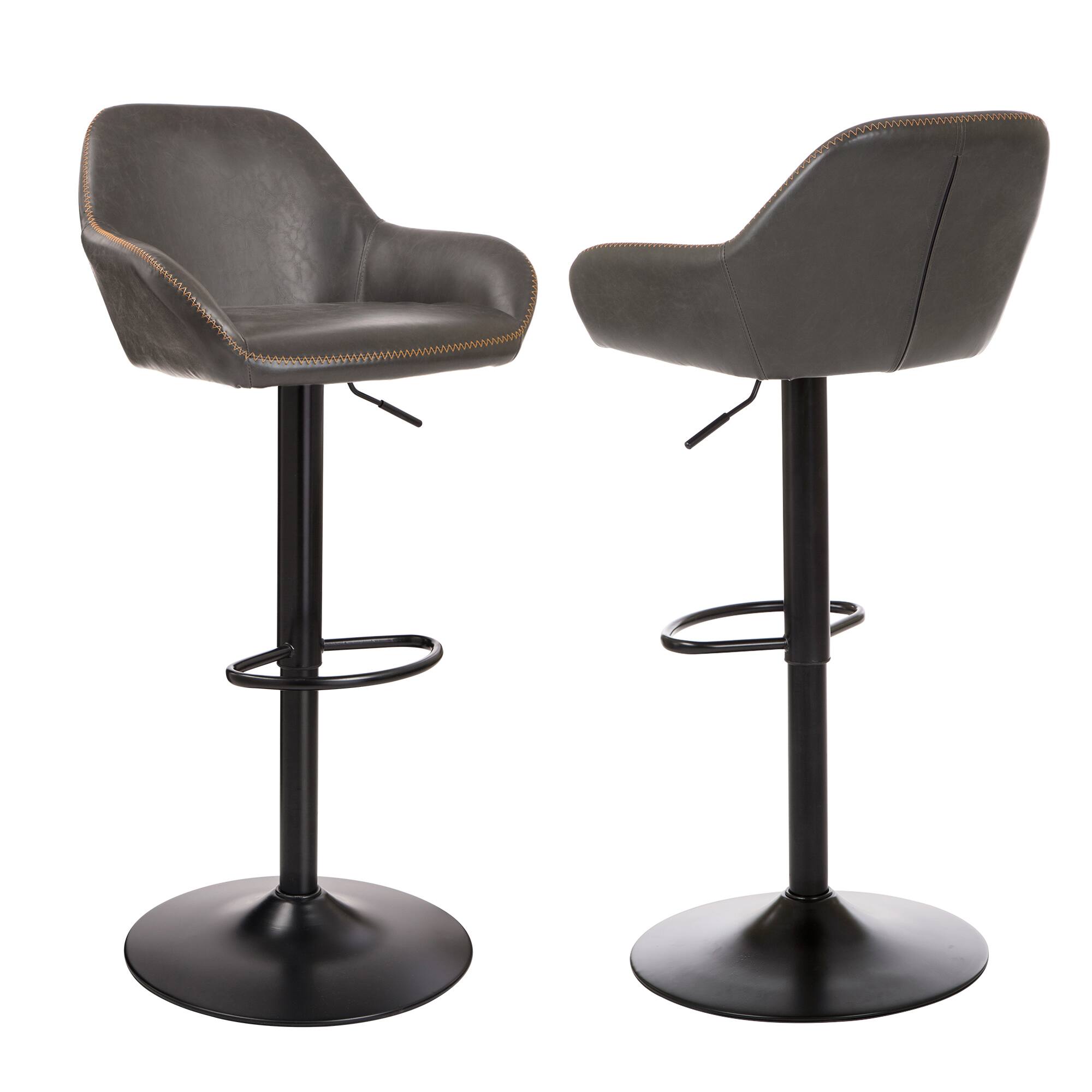 Glitzhome® Mid-Century Leatherette Gaslift Adjustable Swivel Bar Stool Set