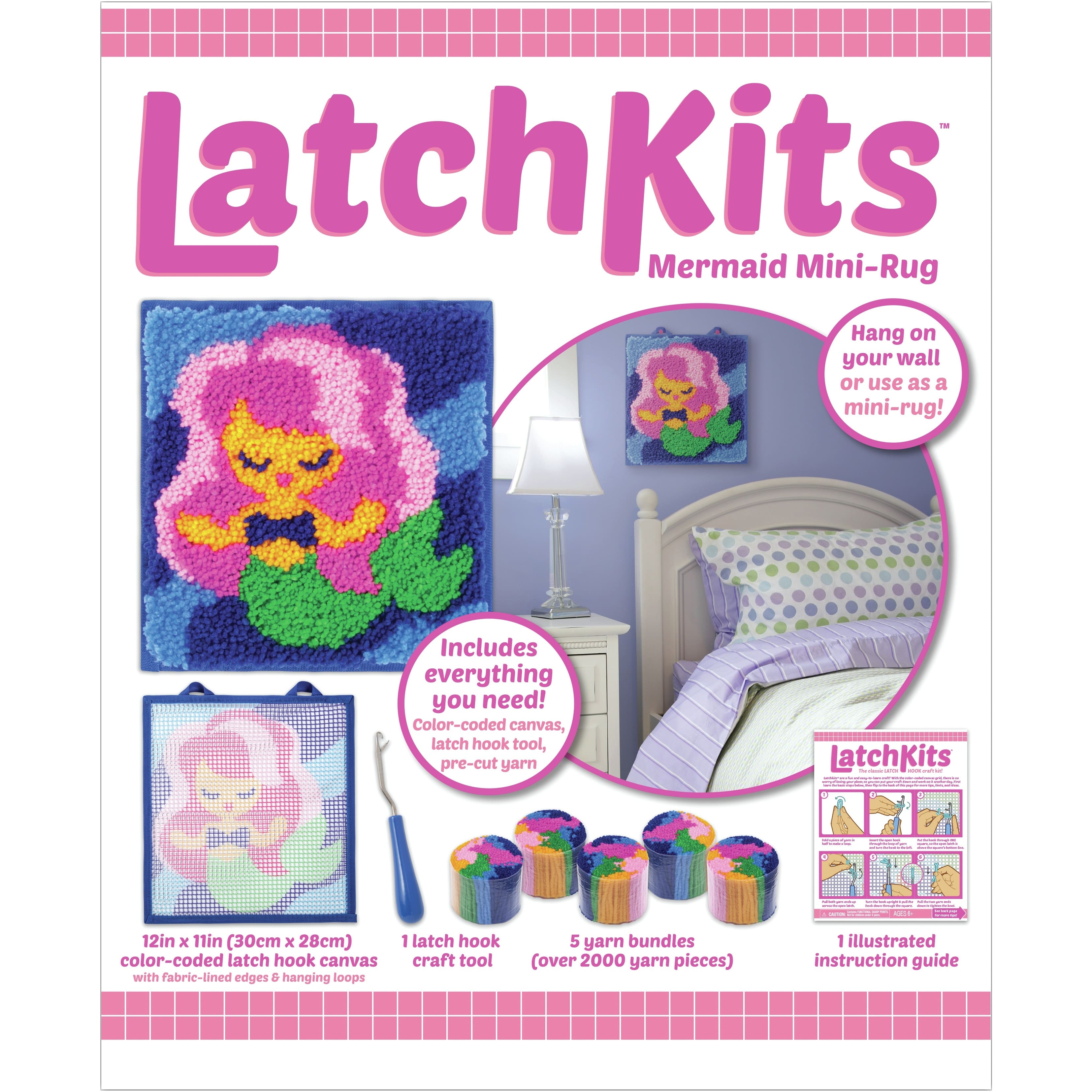 LatchKits Mini-Rug Sewing Kit The Classic Latch Hook Craft Kit - Owl
