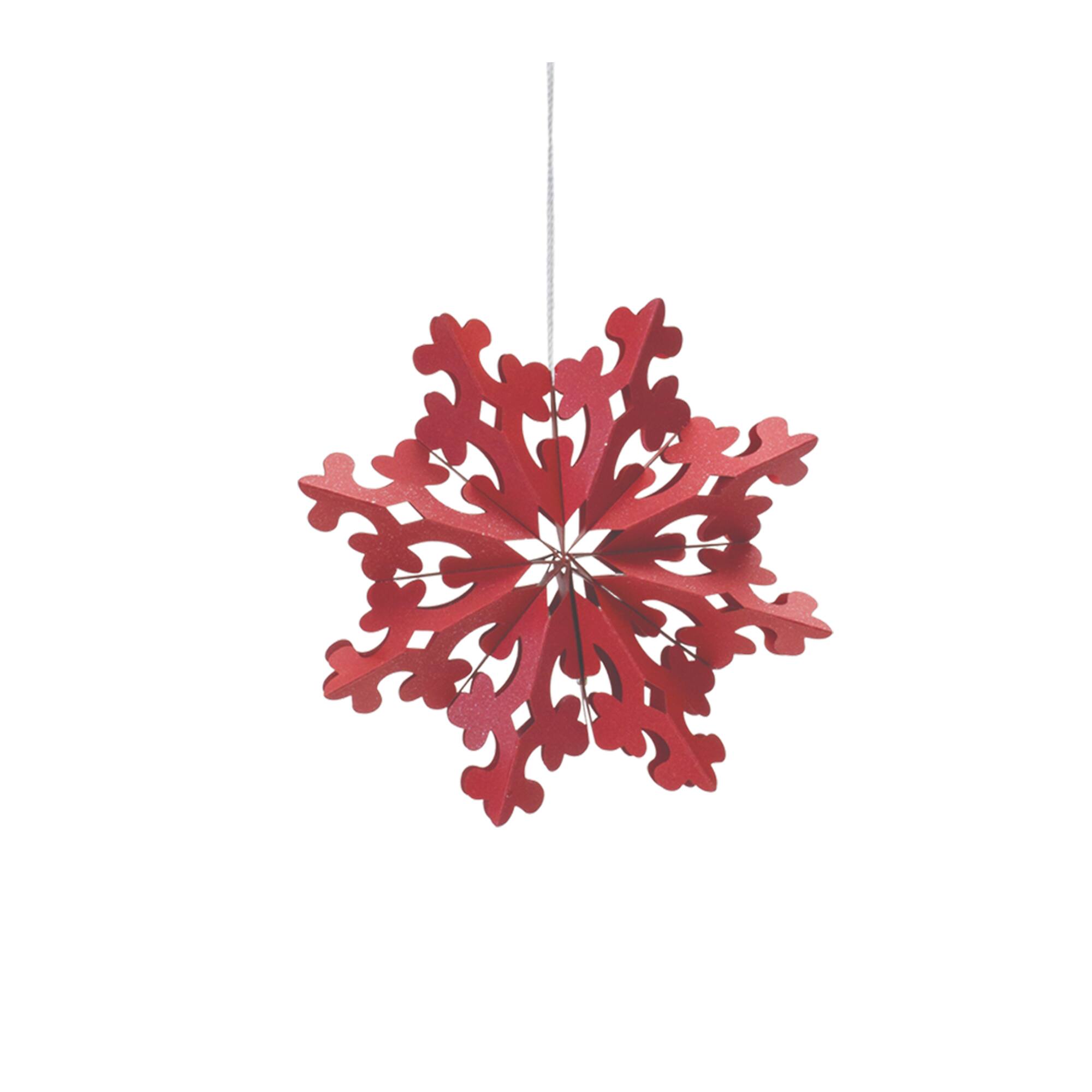 Red Paper Snowflake Ornament Set