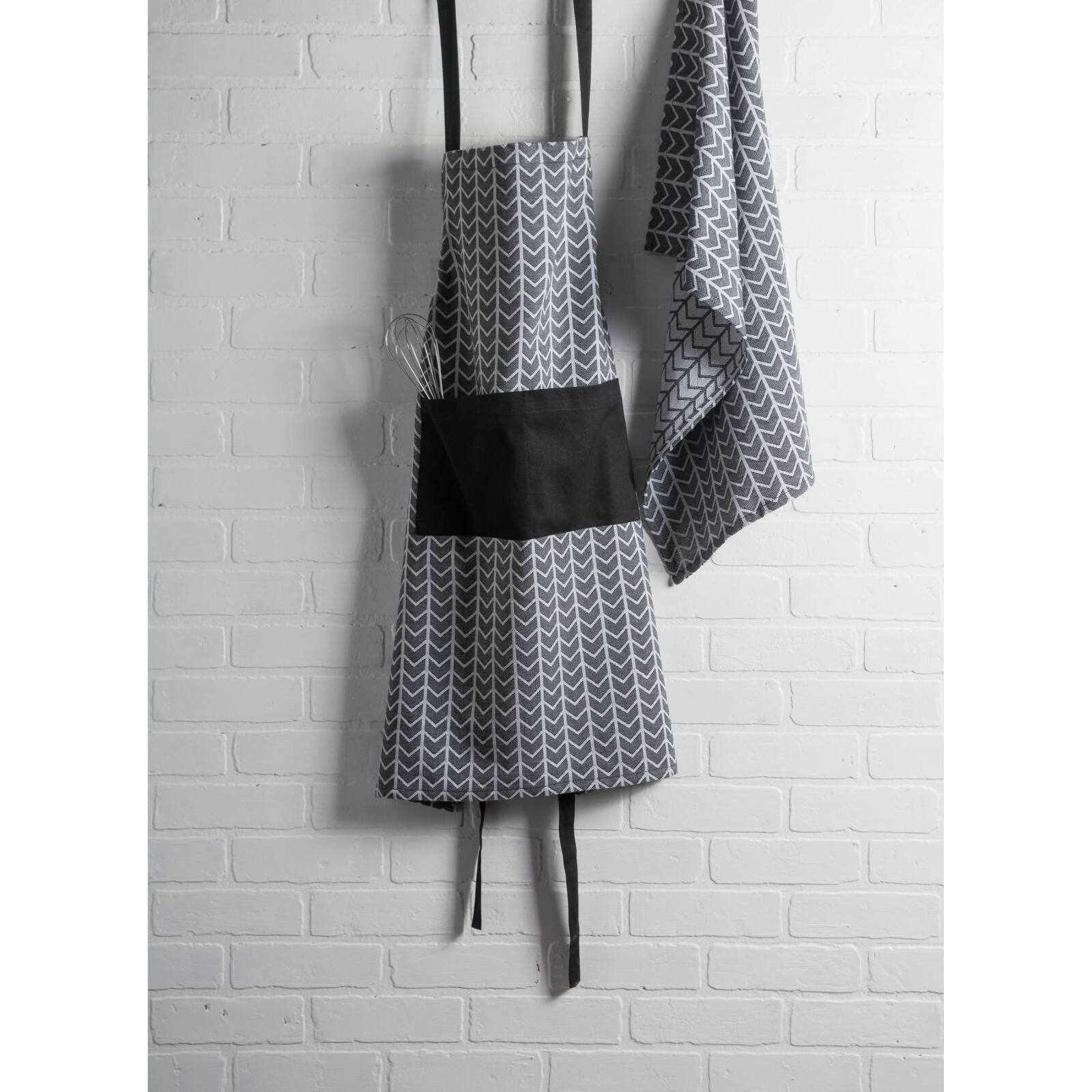 Black & White Herringbone Chef Apron