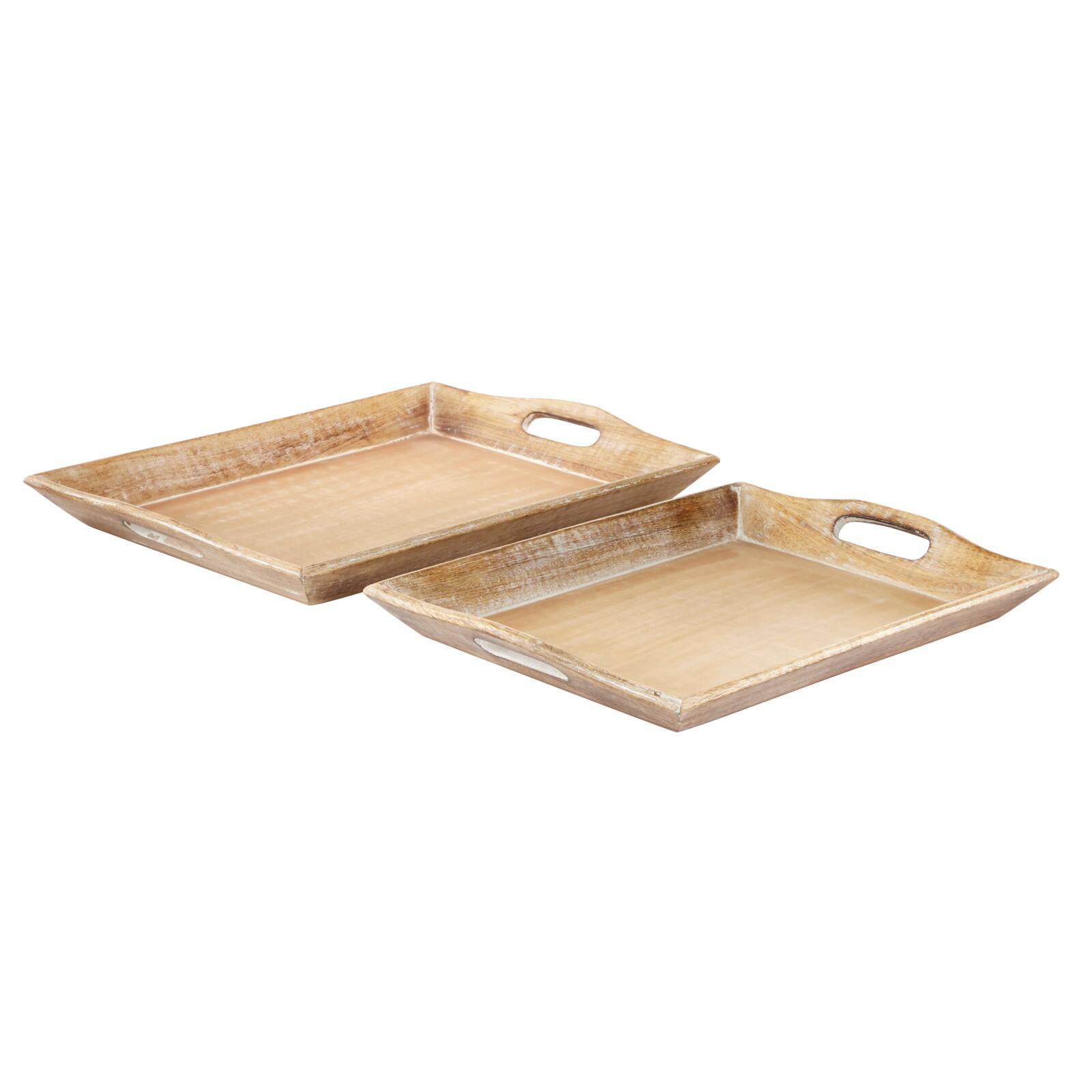 Brown Mango Wood Traditional Tray Set