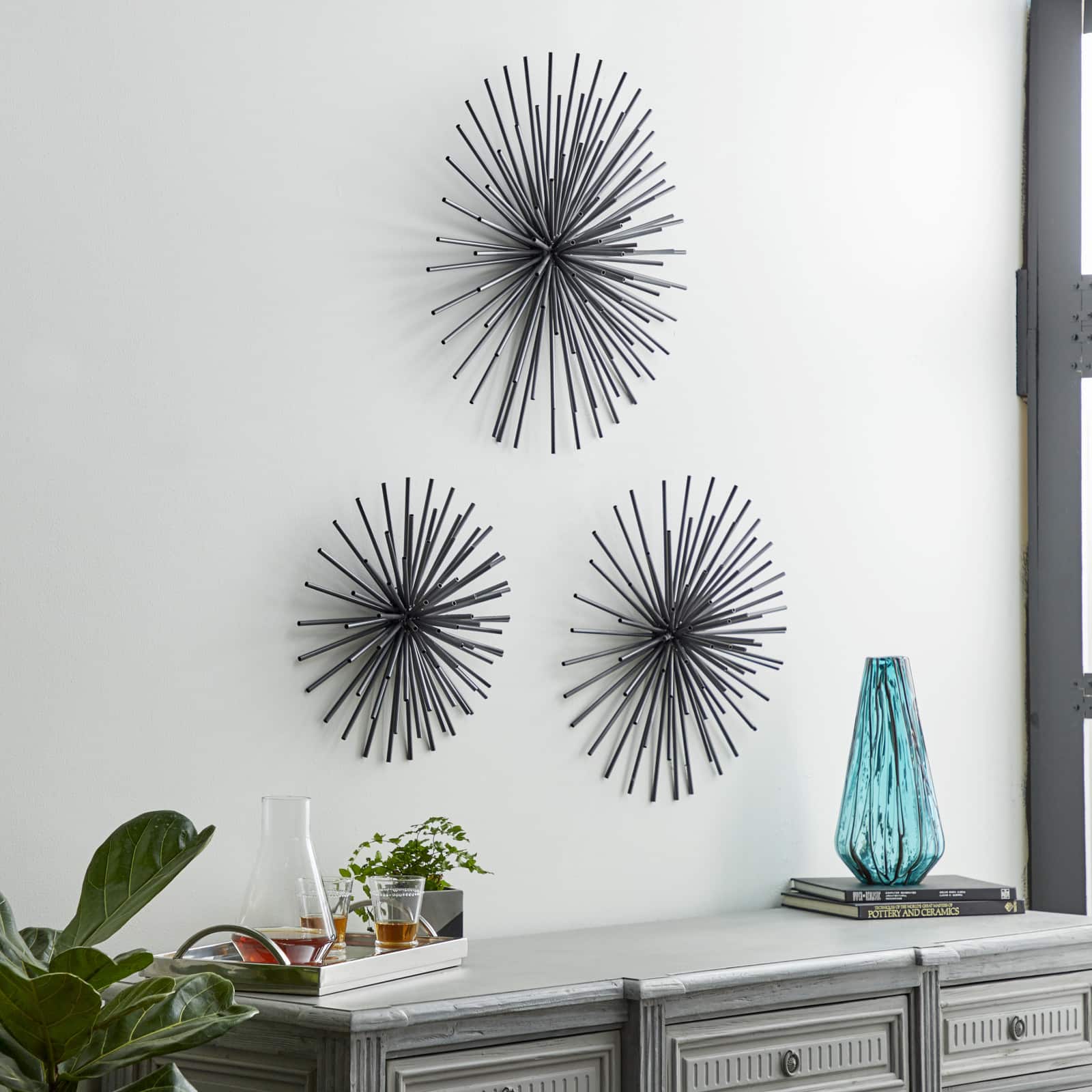 Black Metal Contemporary Wall D&#xE9;cor Set, 3ct.