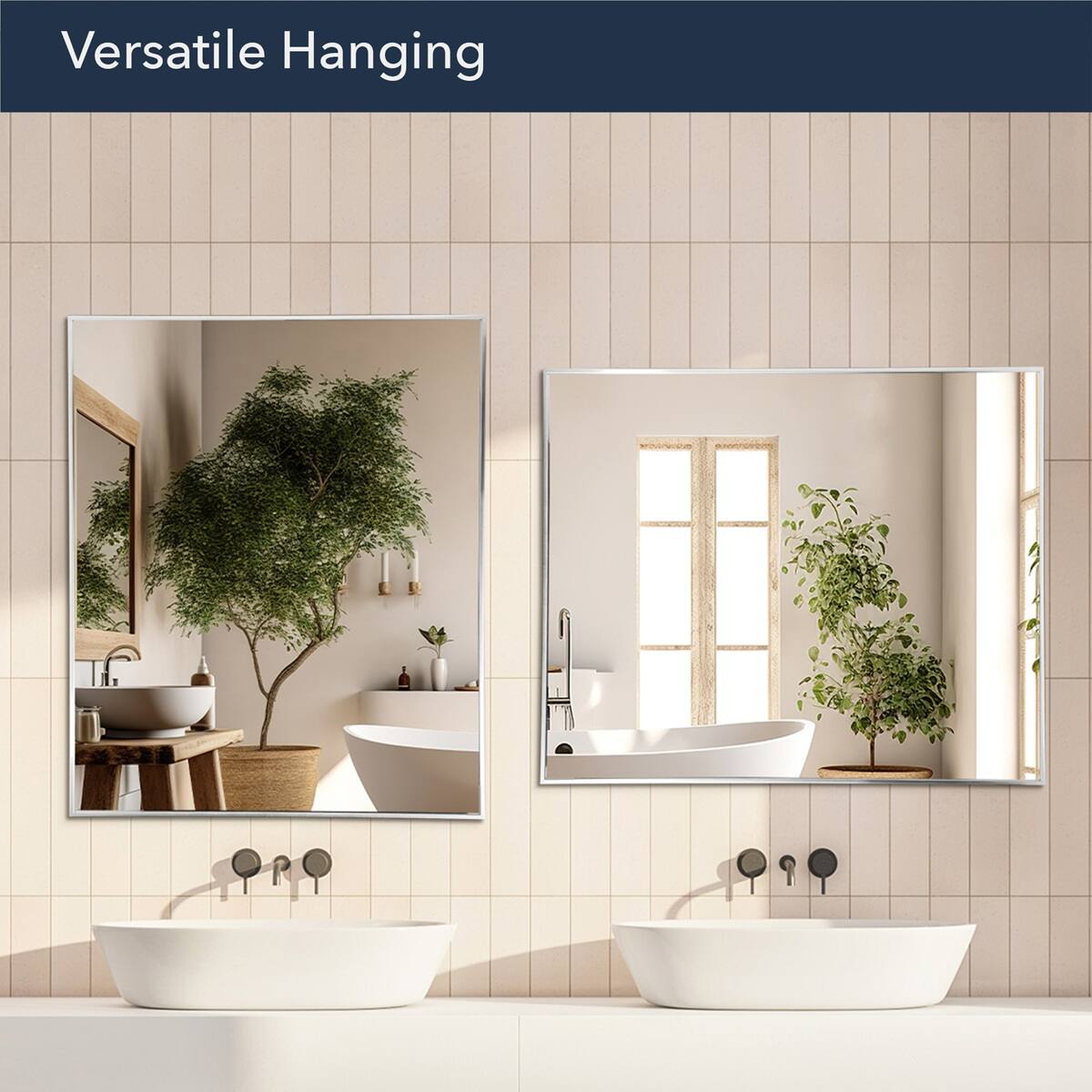 Head West Brushed Nickel Rectangular Framed Accent Vanity Mirror