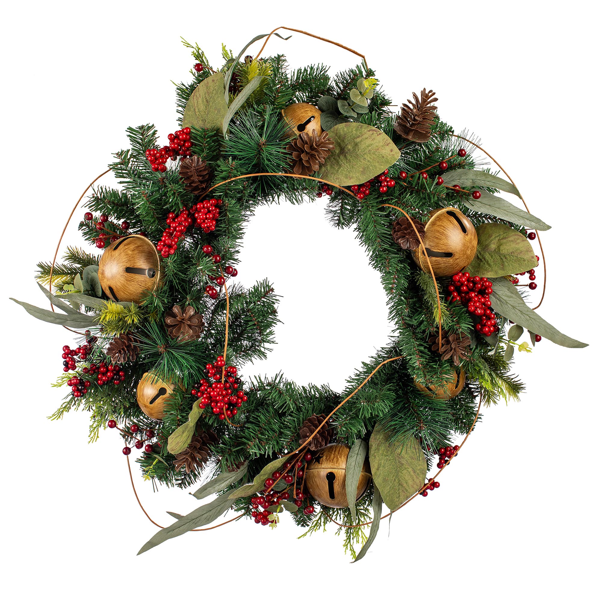 26&#x22; Holiday Bell, Pine &#x26; Red Berry Wreath by Ashland&#xAE;