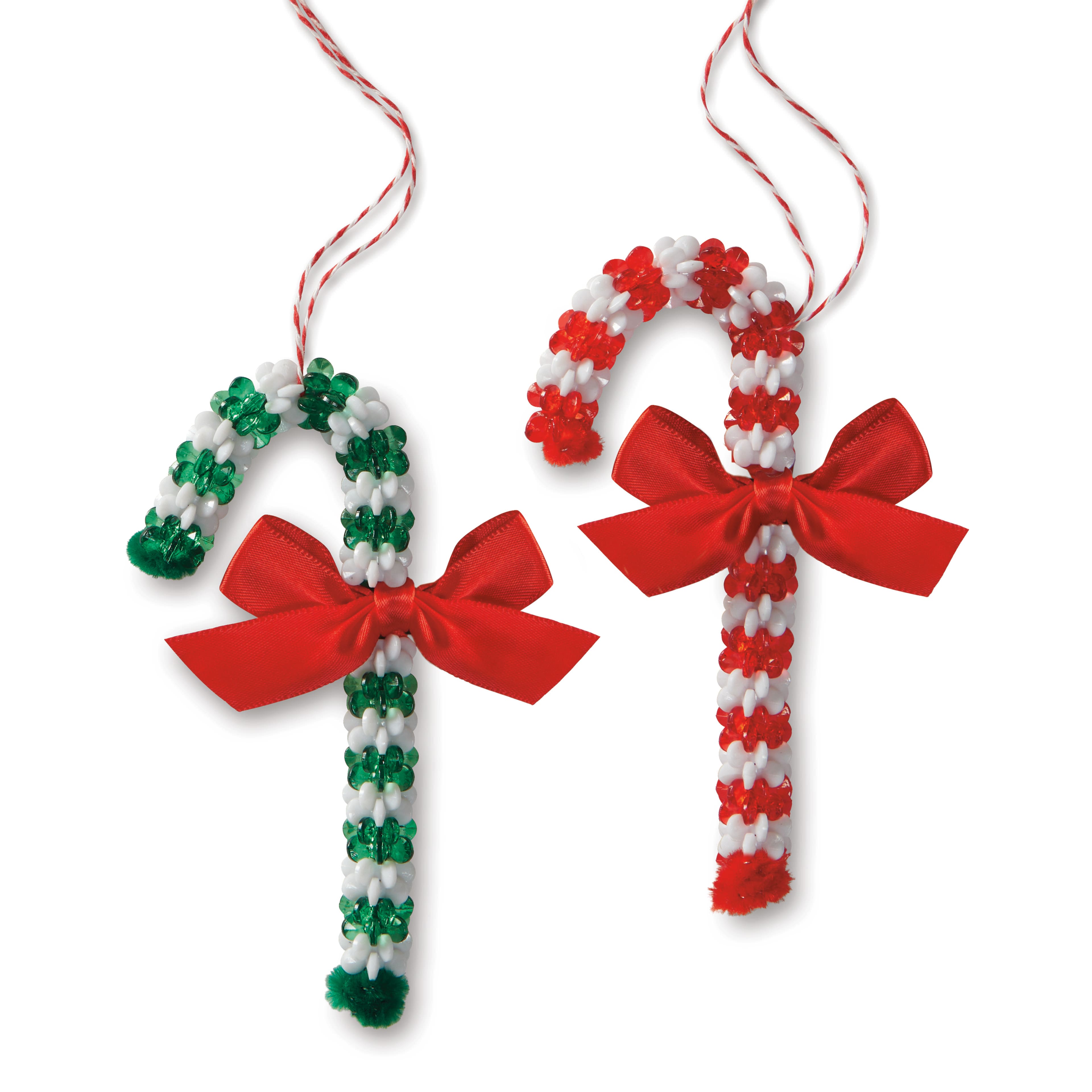 Beaded Woven Straw - Candy Cane Ornament